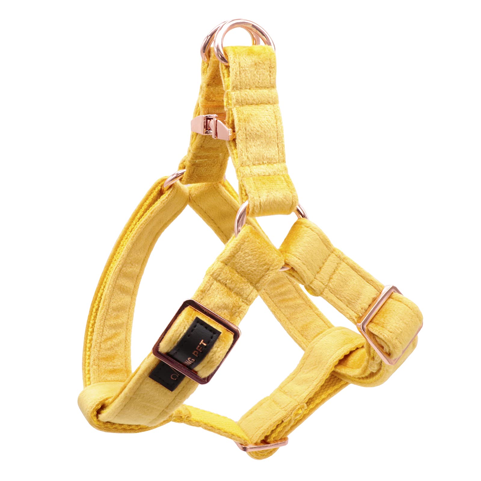 Aring Pet Velvet Dog Halter Harness, Small, Yellow, Elegant And Vibrant, Unique And Safe Design, Durable Metal Buckle