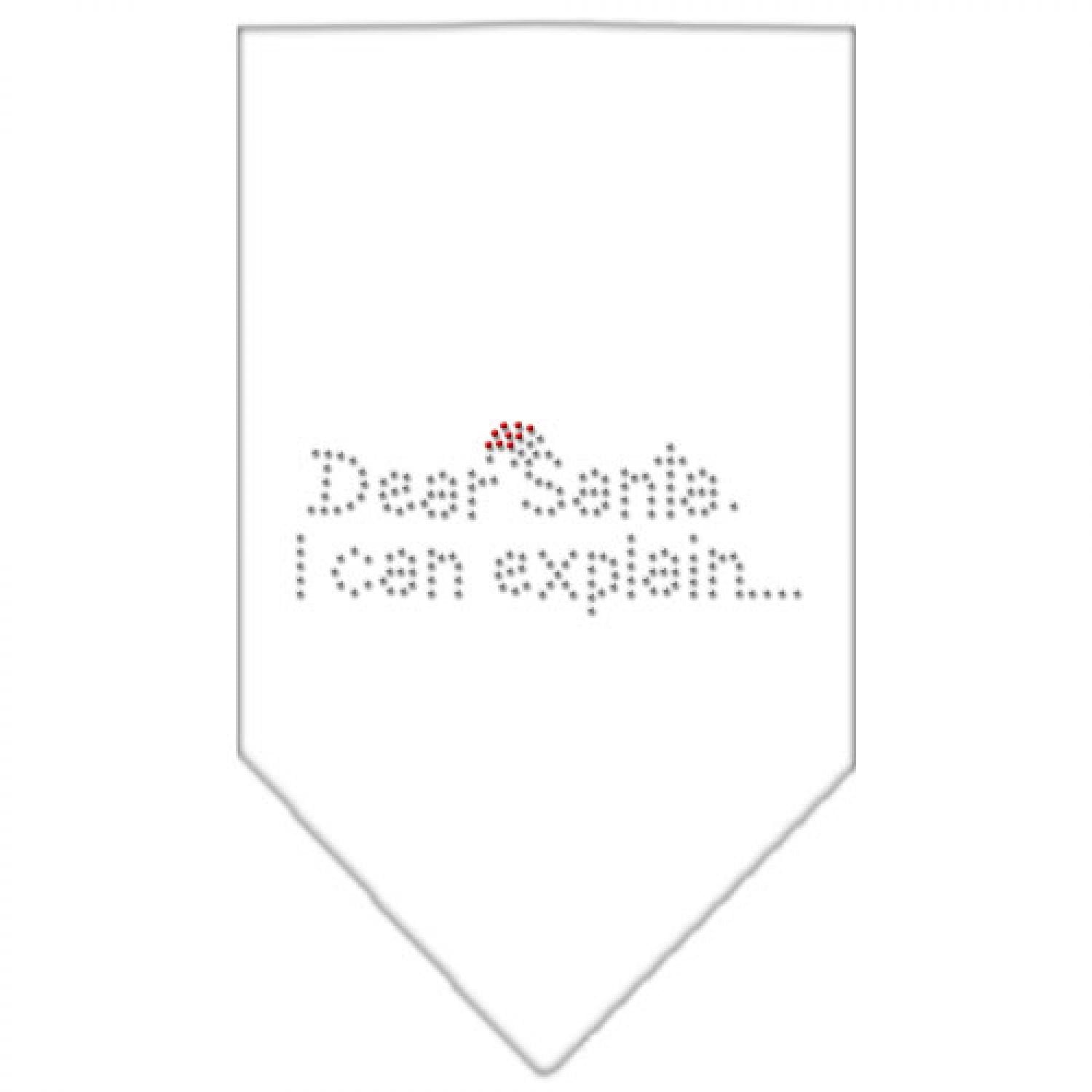 Mirage Pet Products Dear Santa Rhinestone Bandana, Small, White