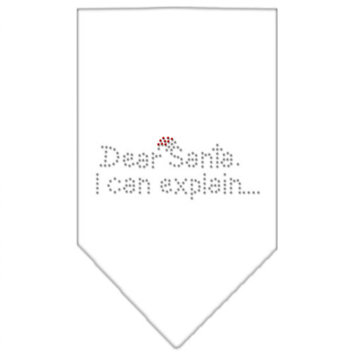 Mirage Pet Products Dear Santa Rhinestone Bandana, Small, White