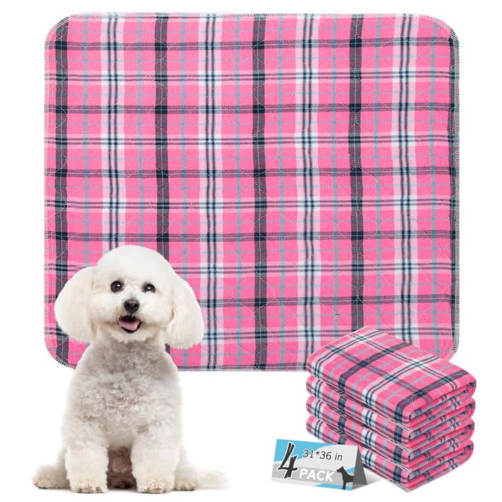 Esgpet Washable Pee Pads For Dogs - 31   X36    4Pcs, Whelping Pad For Puppy Training, Playpen Crate Bed Floor Protector, Reusab