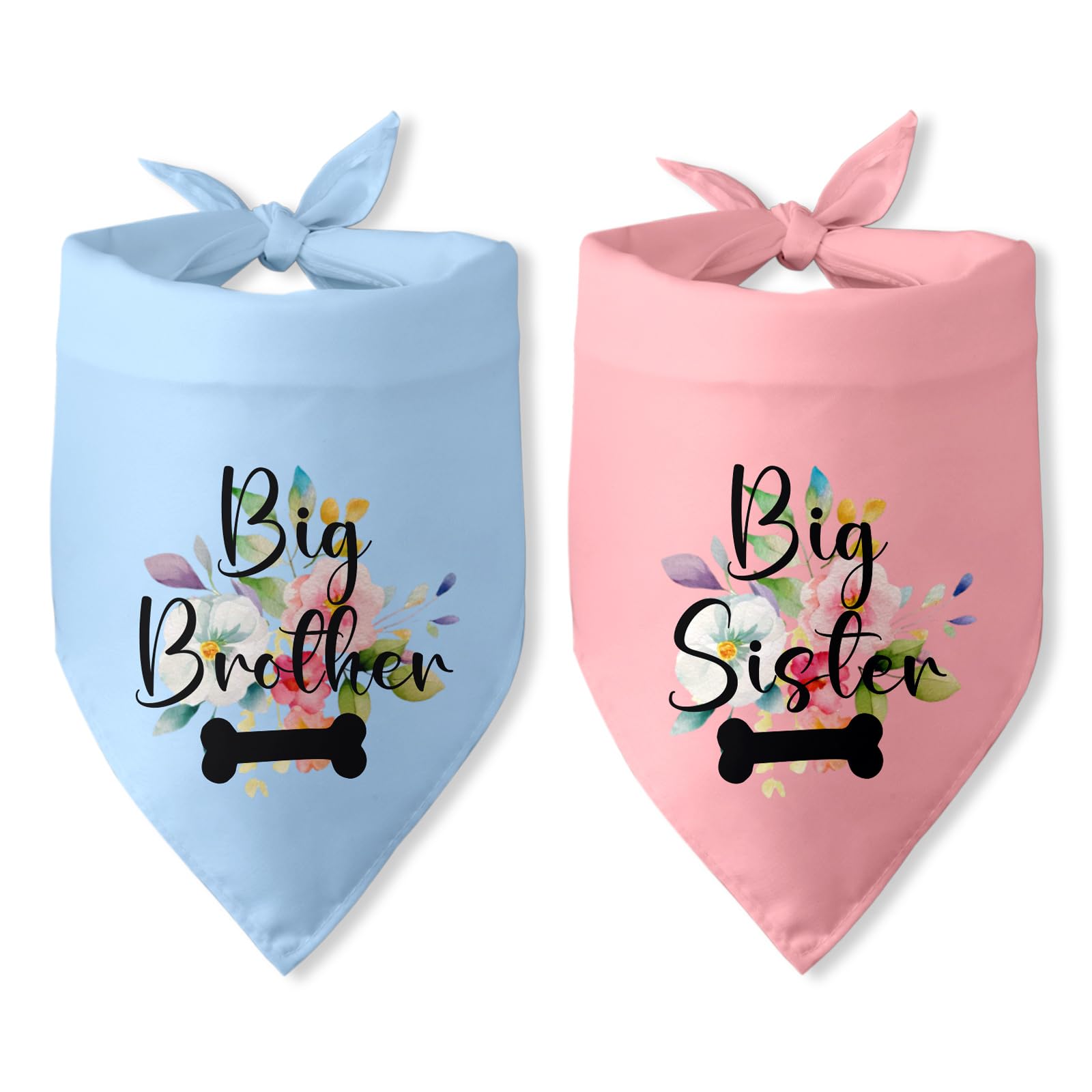 2 Packs Gender Reveal Gifts Big Sister Big Brother Bone Bandana Pregnancy Announcement Photo Props Scarf Accessories Cool Ideas 