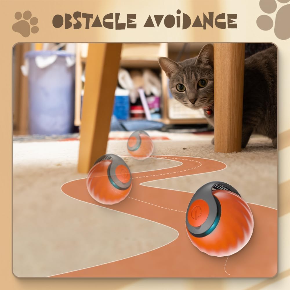 Juvhot Interactive Cat Ball Toy, Automatic Smart Cat Toy Ball, Two Speed Adjustment, Usb Rechargeable, Blue