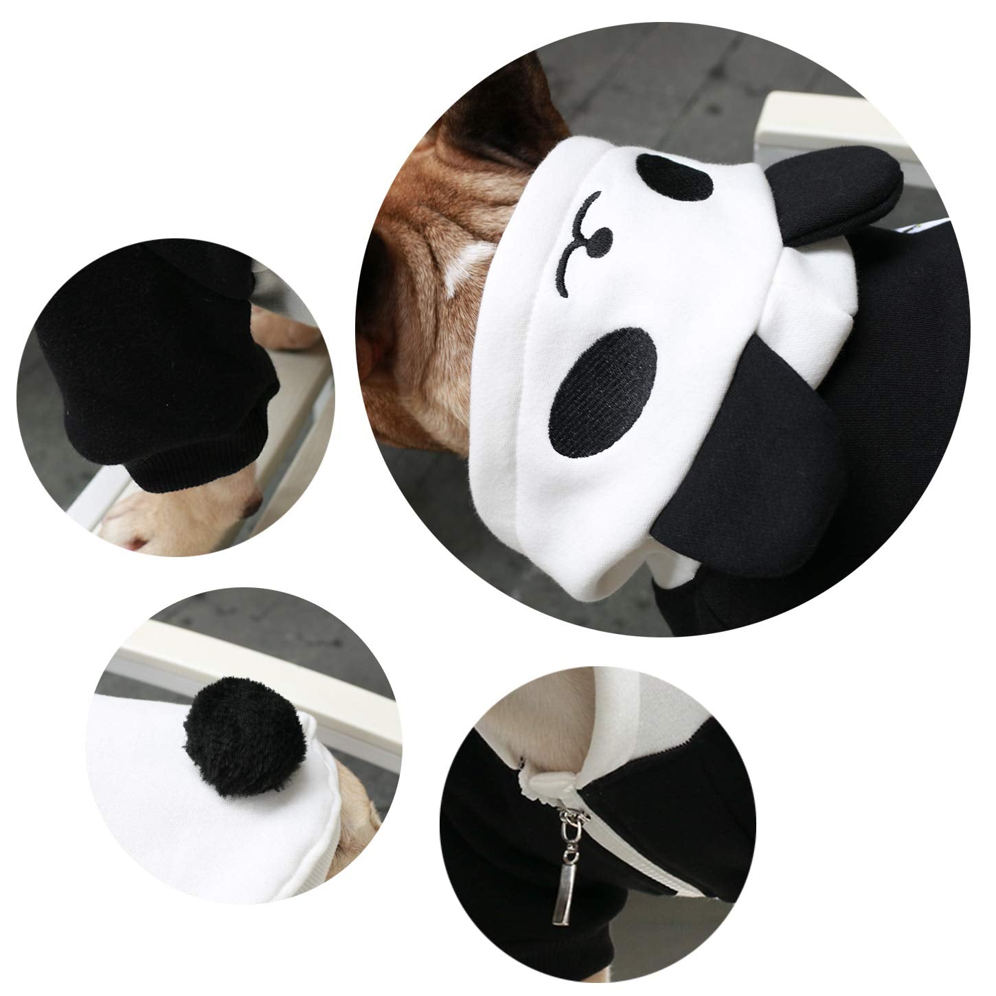 iChoue Panda Christmas Halloween Dog Costumes, Cute Animal Hoodies, Warm Pet Clothes for Medium Dogs French English Bulldog Pug