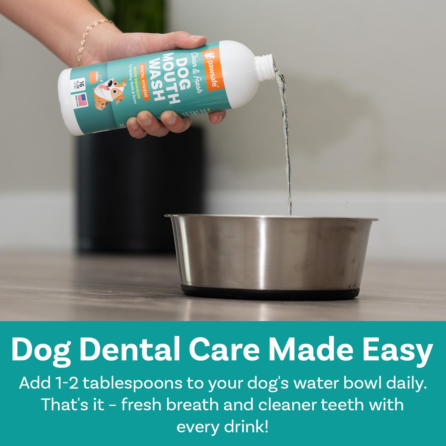 Dog Mouthwash, Dental Water Additive for Fresh Breath, Plaque & Tartar Control, Best Natural Cleaning Freshener Formula for Heal