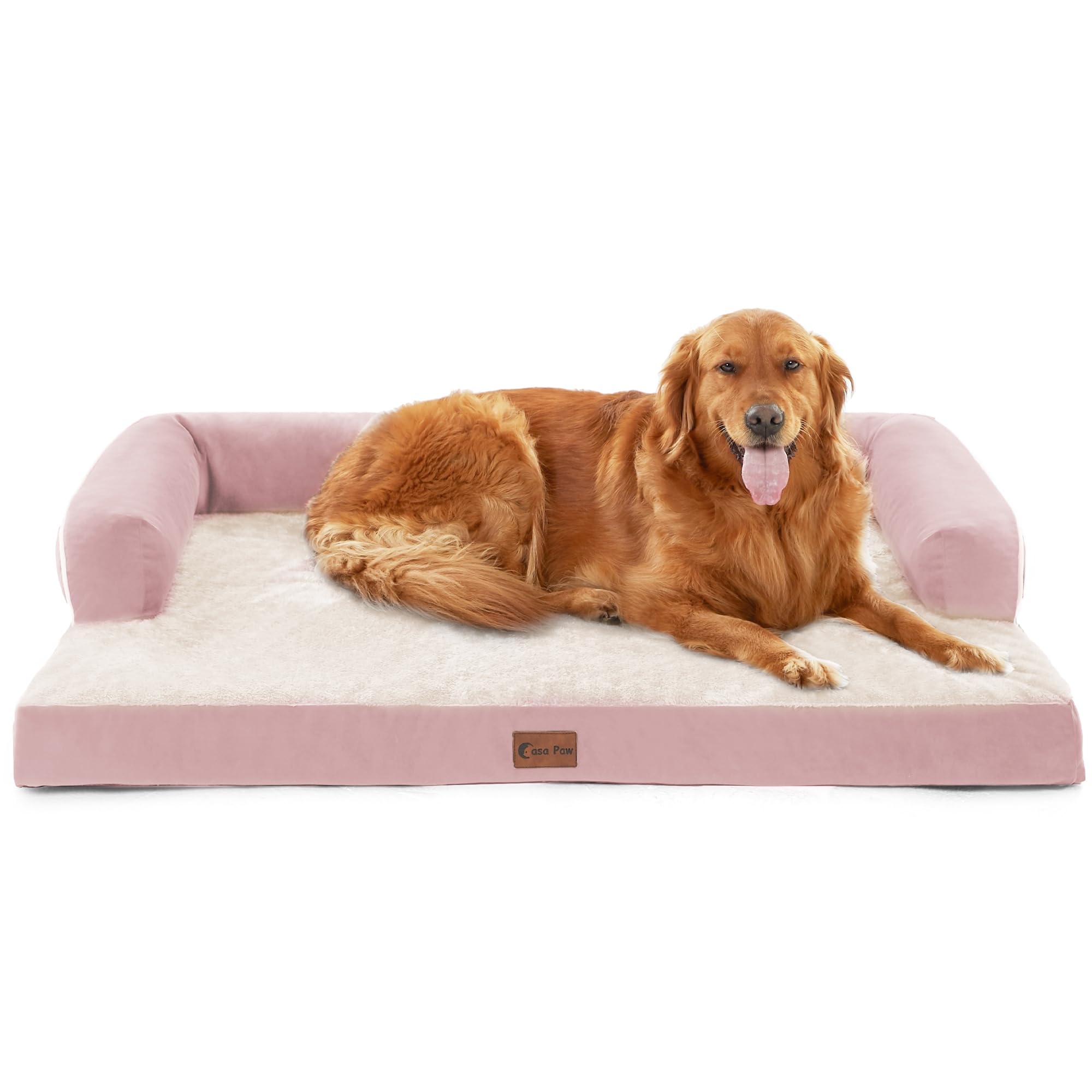 Casa Paw Orthopedic Bed for Extra Large Dogs, Waterproof XLarge Memory Foam Couch With Comfy Bolster, Removable Washable Cover a