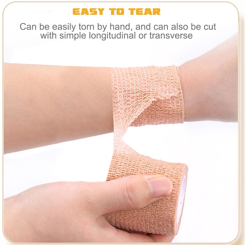 QUMY Self-Adhesive Bandage Wrap 6 Pack, 2 Inch x 5 Yards Cohesive Breathable Non-Woven Vet Tape for Pets, Dog Bandage Shoes, Wou
