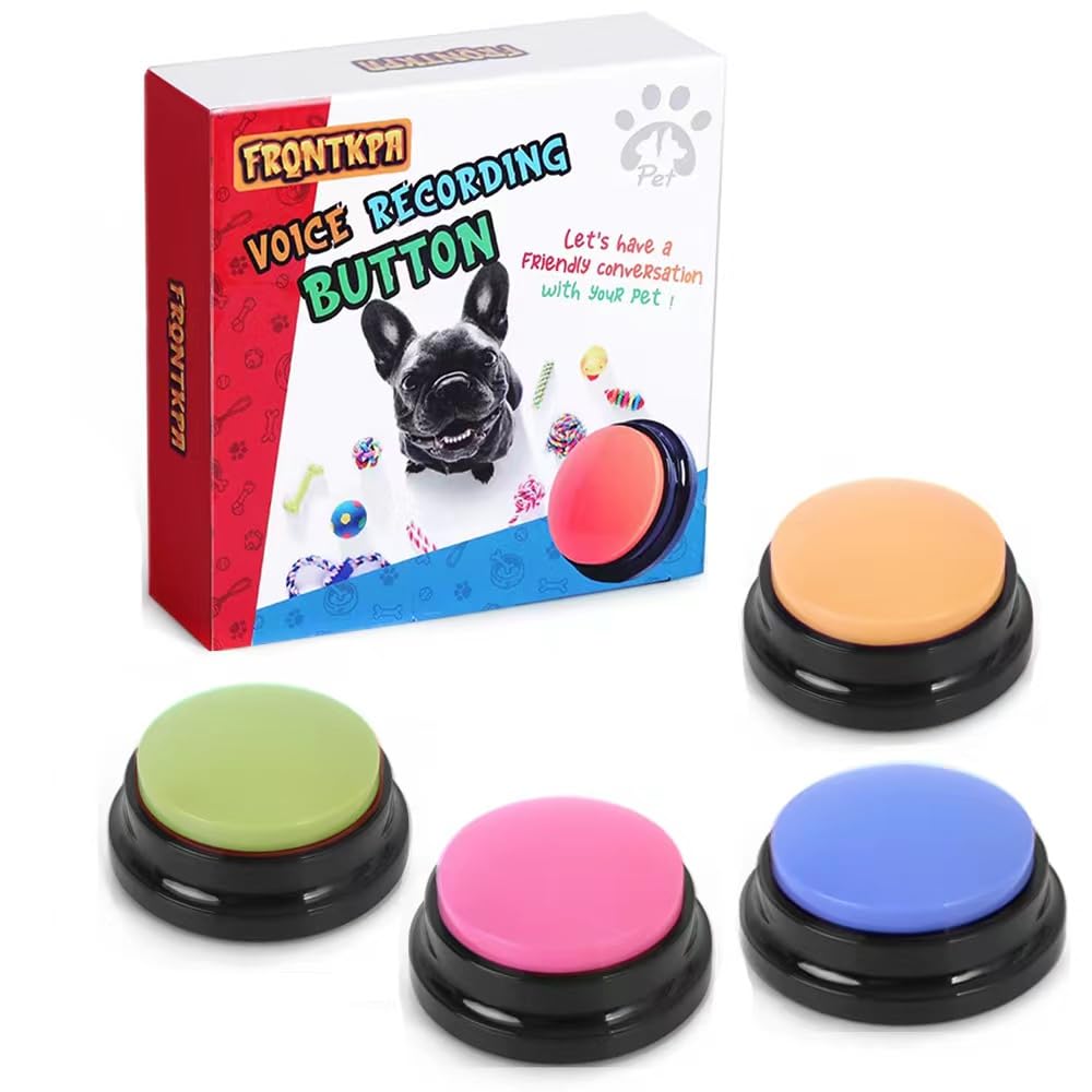 4 Color Voice Recording Button, Dog Buttons For Communication Pet Training Buzzer, 30 Second Record & Playback, Funny Gift For S