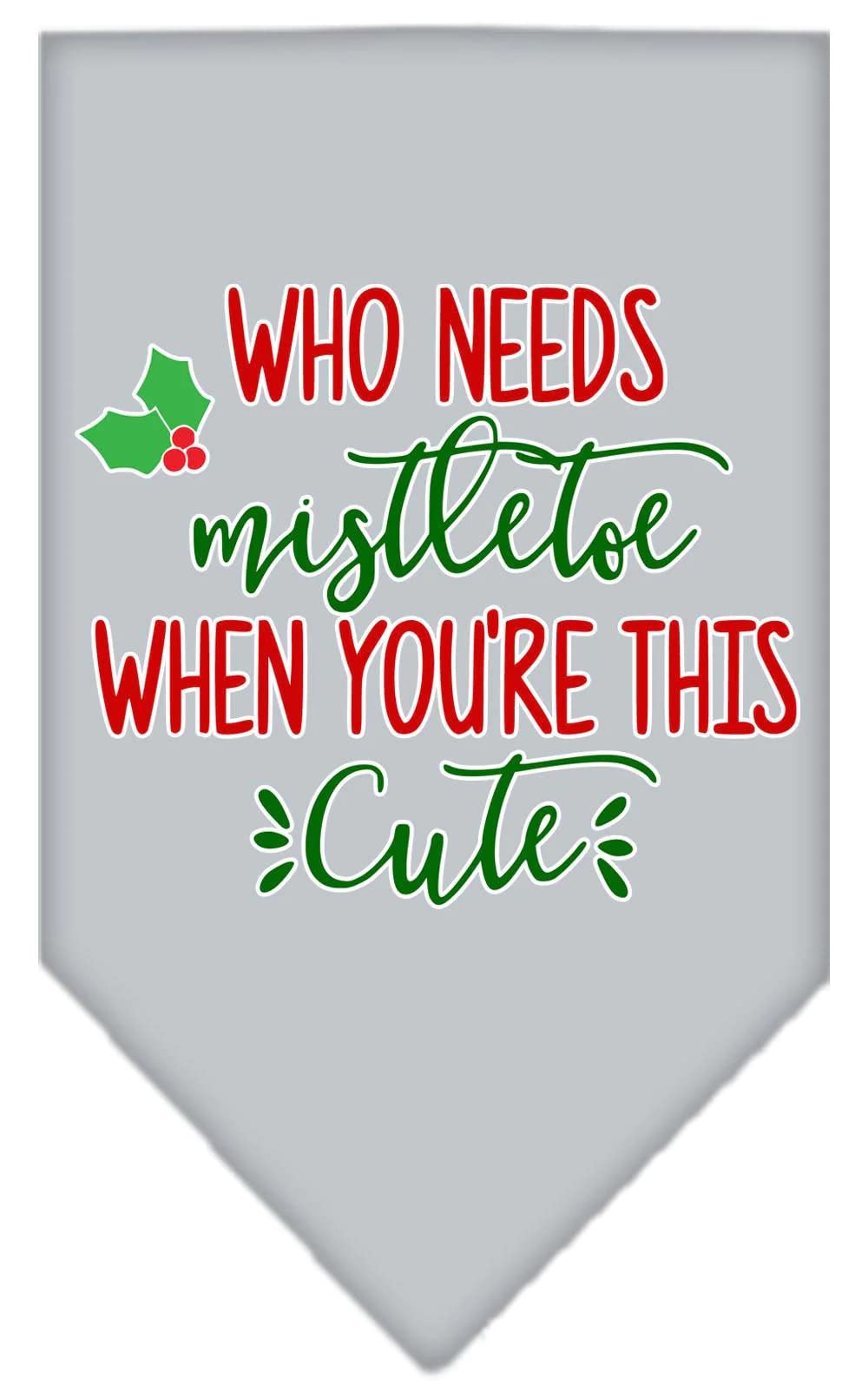 Christmas Pet and Dog Bandana Screen Printed, "Who Needs Mistletoe" Navy Blue Large