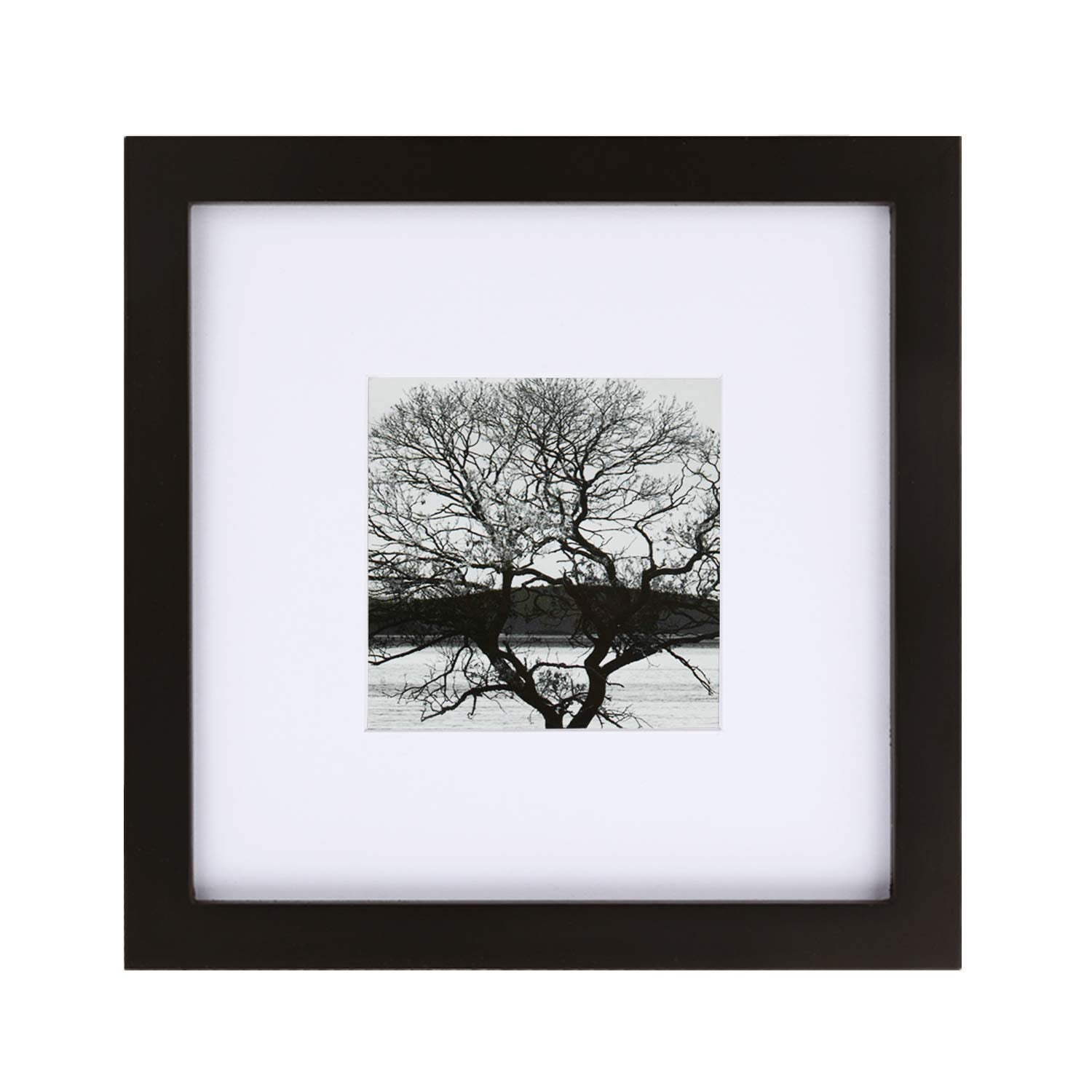 Egofine 8X8 Picture Frame Black, Made Of Solid Wood For Table Top Display And Wall Mounting Photo Frame