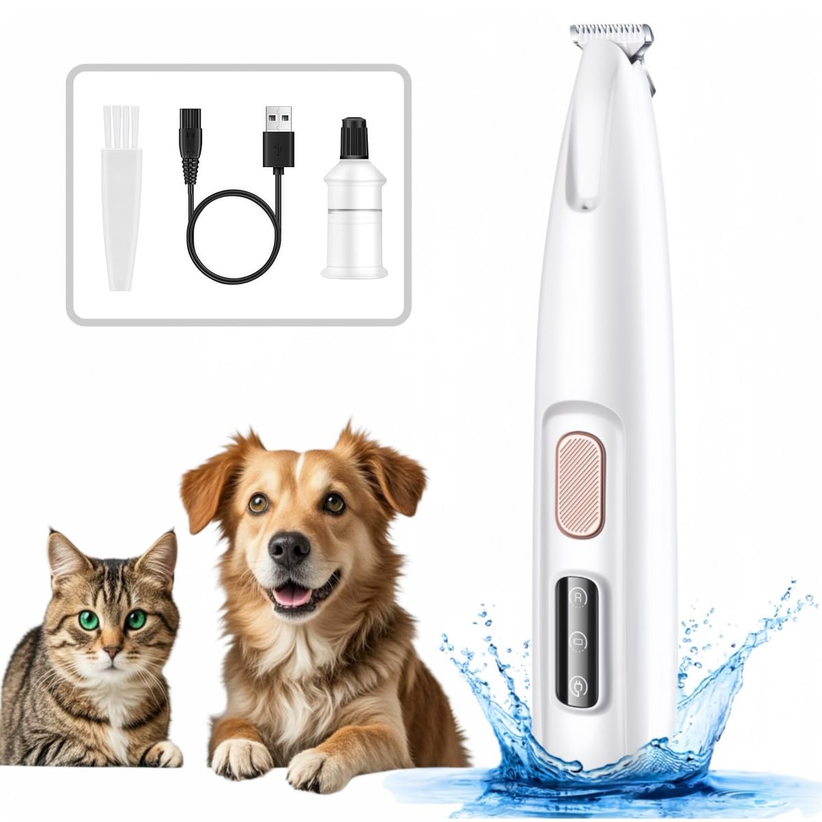 Dog Paw Trimmer Electric Dog Trimmer For Paws,Rechargeable Low Noise Waterproof Micro Precision Cordless Grooming Clipper With L