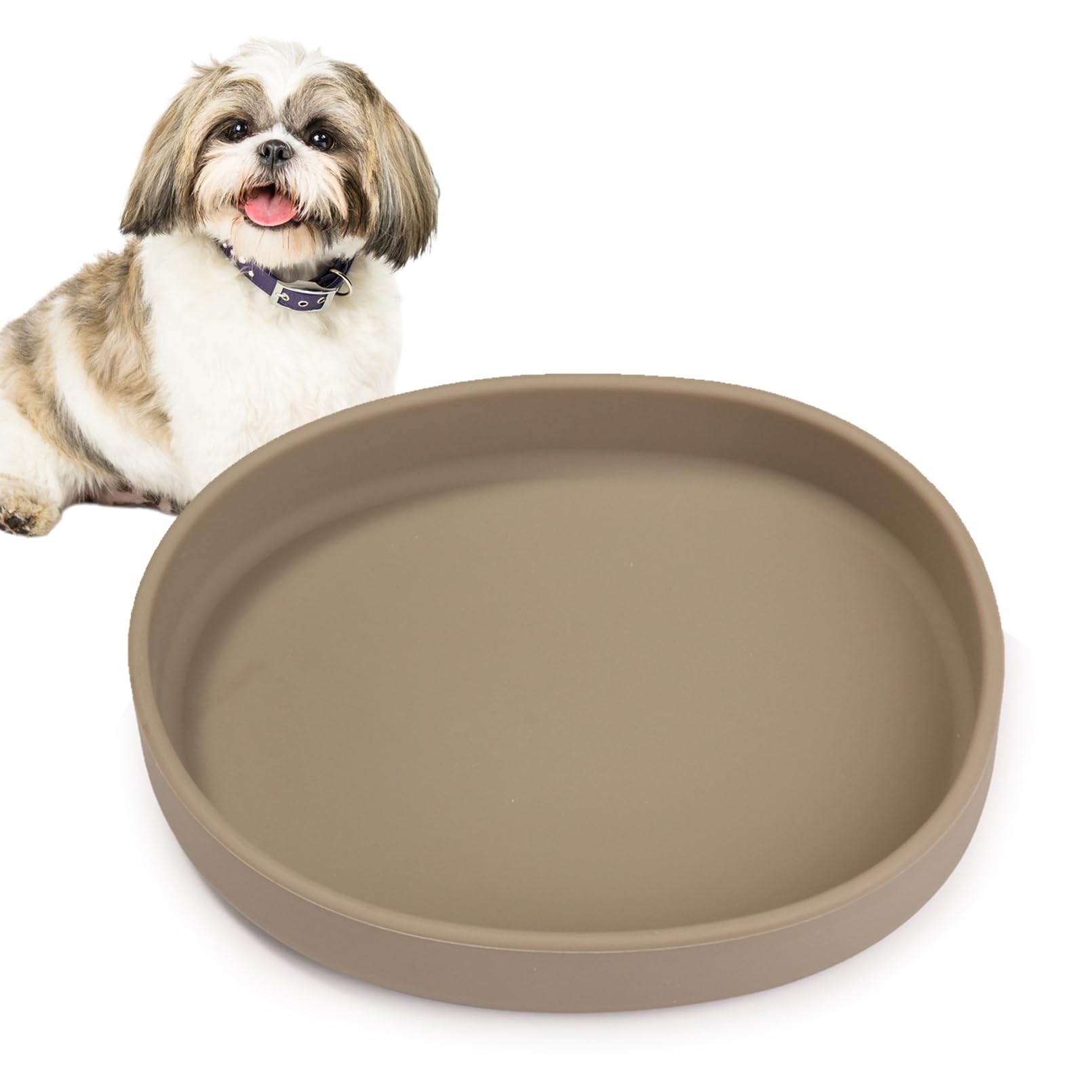 BNOSDM Silicone Dog Food Plate Shallow Dog Bowl Flat Cat Dish 1 Pack Small Puppy Plates for Small Dogs and Cats Whisker Fatigue 