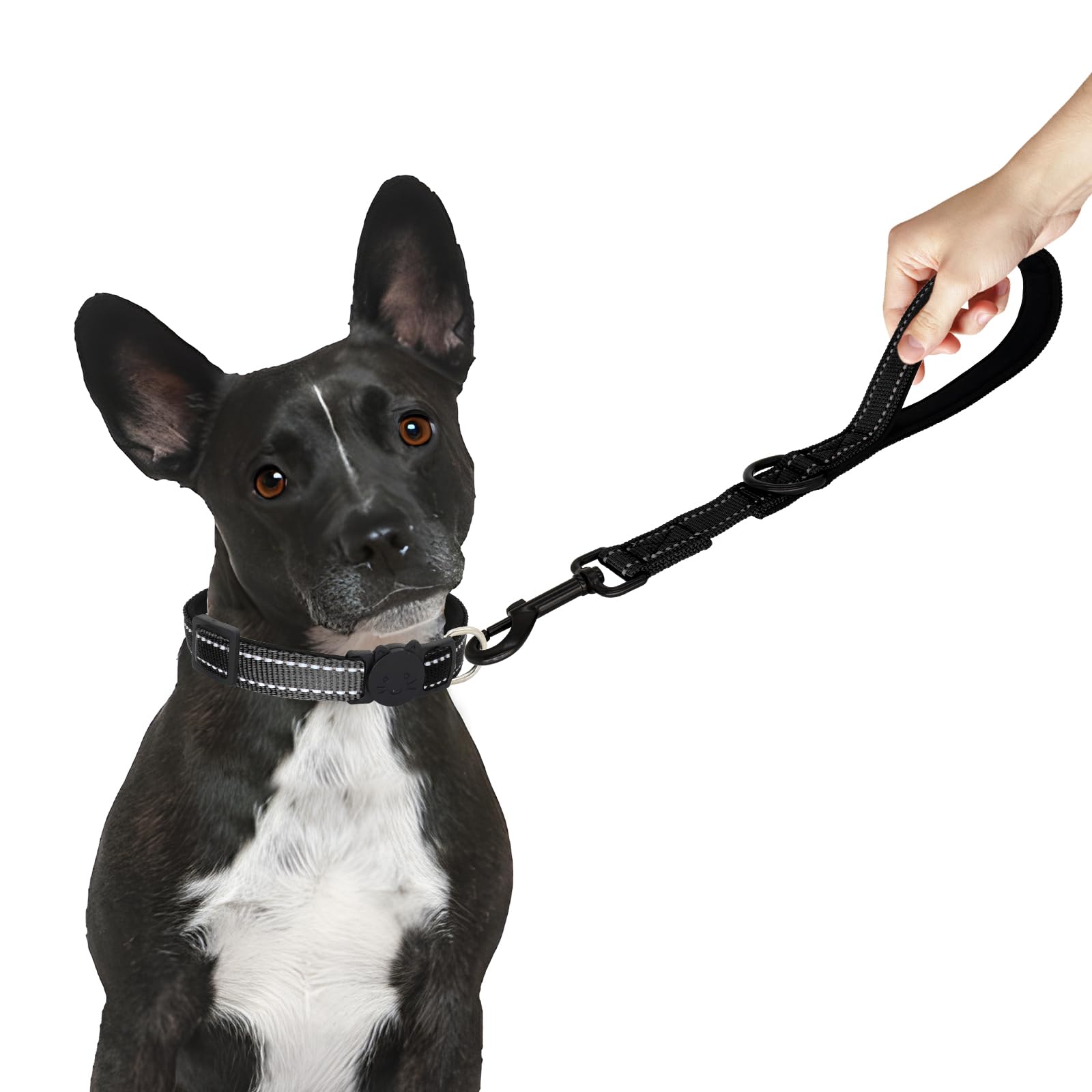 Giecooh Short Dog Leash, Reflective Traffic Leash With Padded Handle, 1.5 Ft Nylon Training Leashes For Small Meidum Large Dogs,