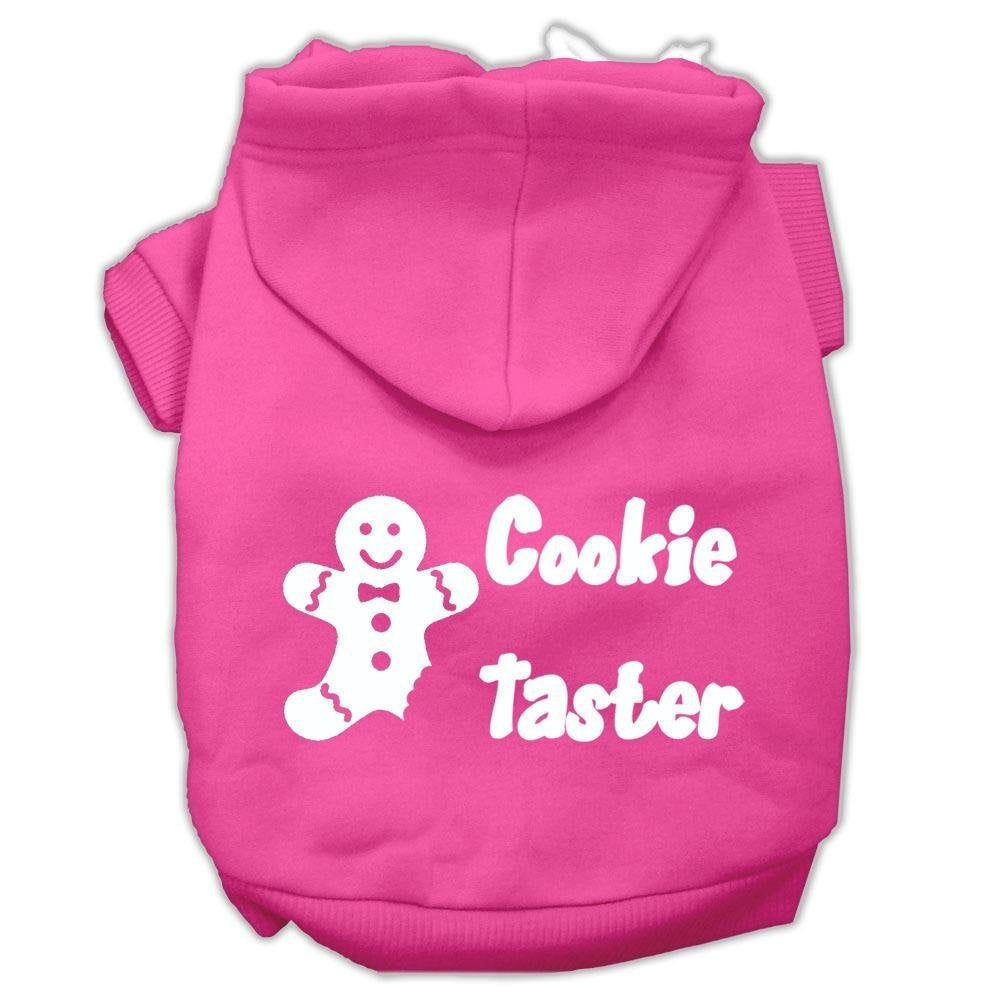 Christmas Pet Dog & Cat Hoodie Screen Printed, 'Cookie Taster' Bright Pink Md (6-10 Lbs.)