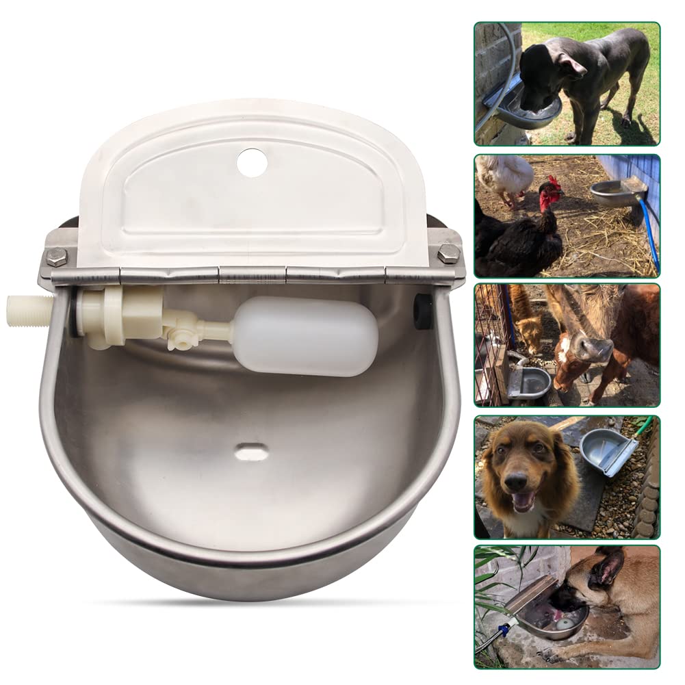 Automatic Water Feeder Trough Bowl With Pipe For Cattle Horse Goat Sheep Dog Animals Stainless Pet Livestock Tool
