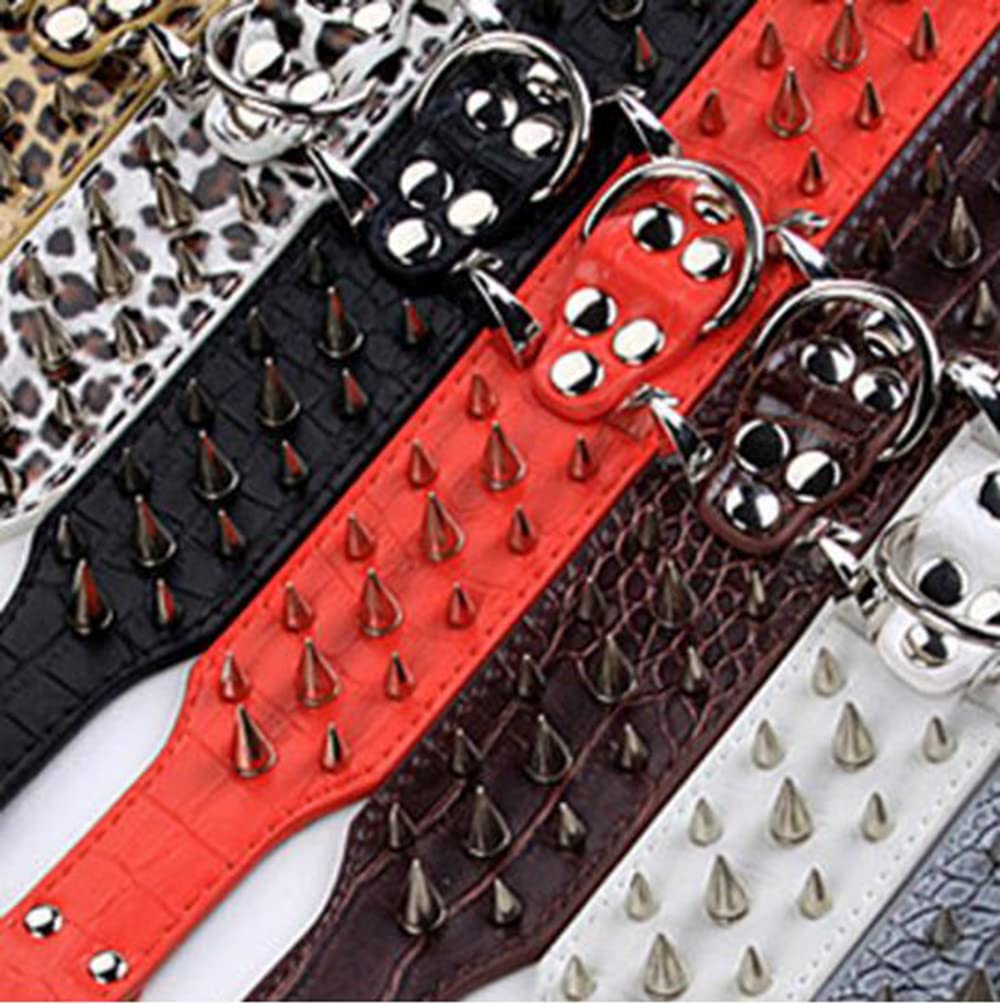 Serijoars Spiked Studded Dog Collar, Pu Leather Dog Collar, Adjustable Pet Collars For Medium Or Large Breed Pet (S, Pink5)