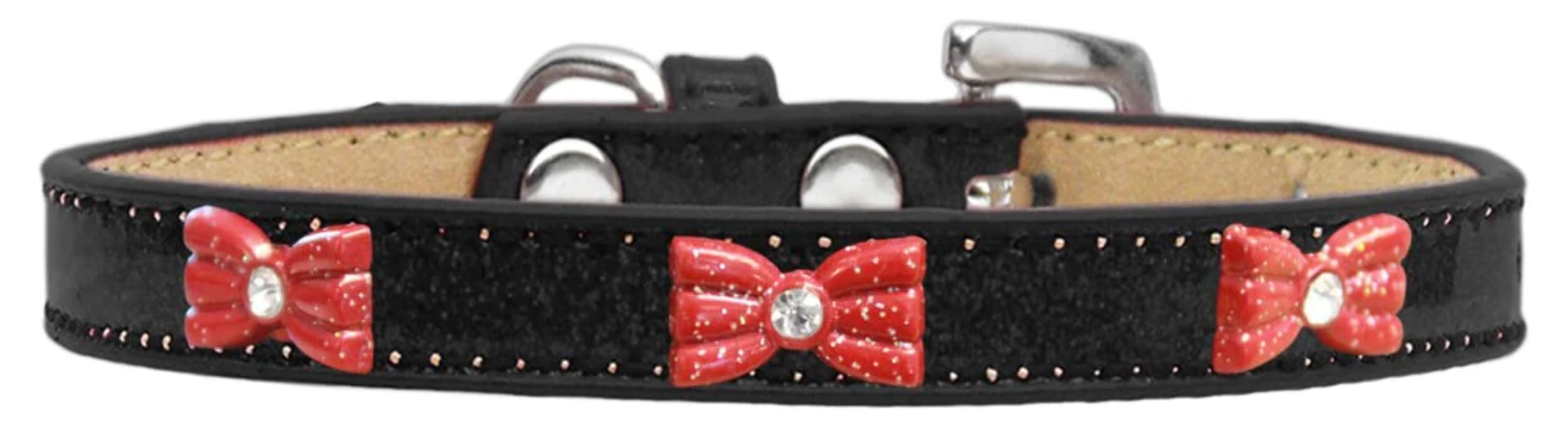 Dog, Puppy & Pet Widget Ice Cream Collar, Red Glitter Bow Pink 20