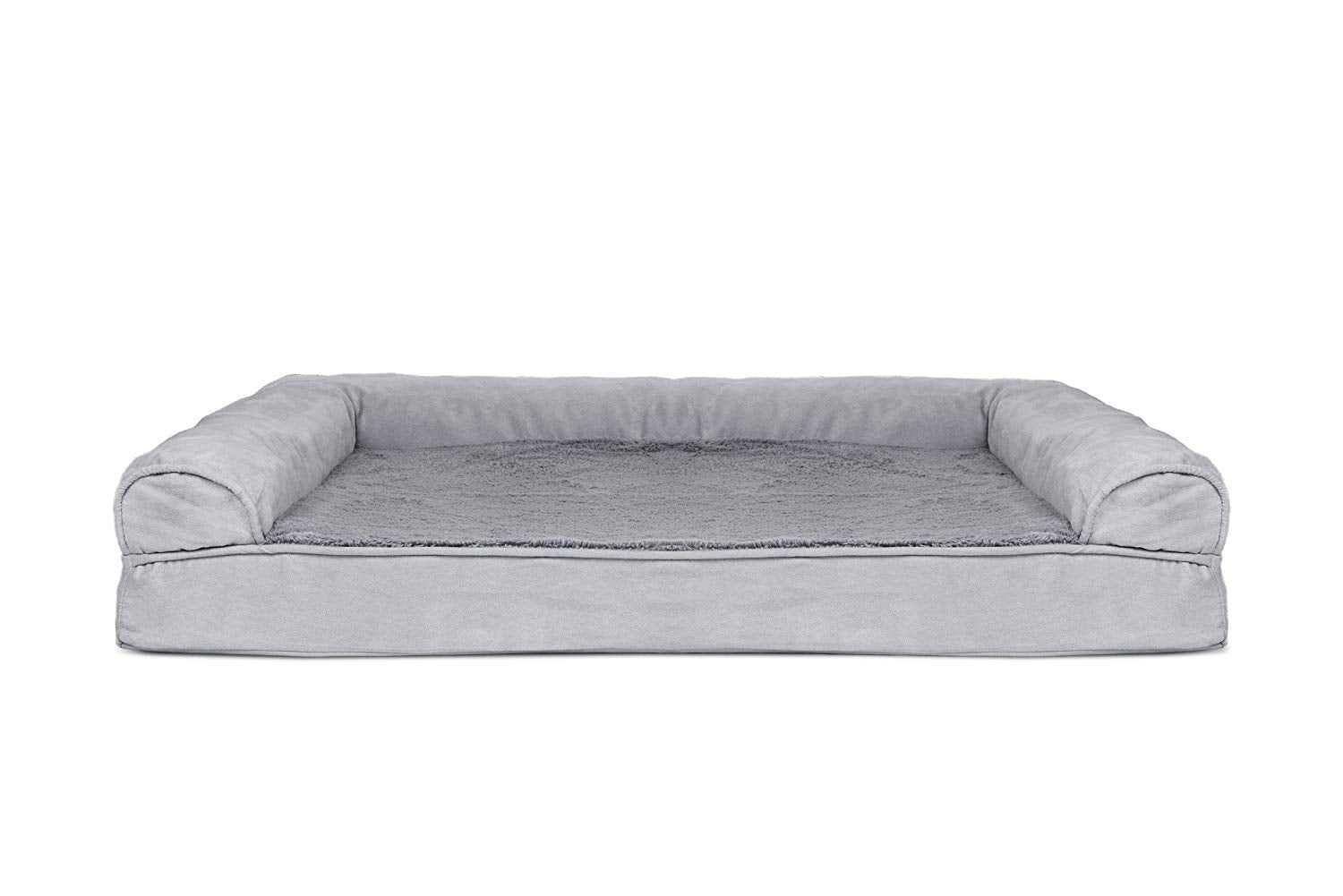 Furhaven Cooling Gel Dog Bed for Large Dogs w/ Removable Bolsters & Washable Cover, For Dogs Up to 95 lbs - Plush & Suede Sofa -
