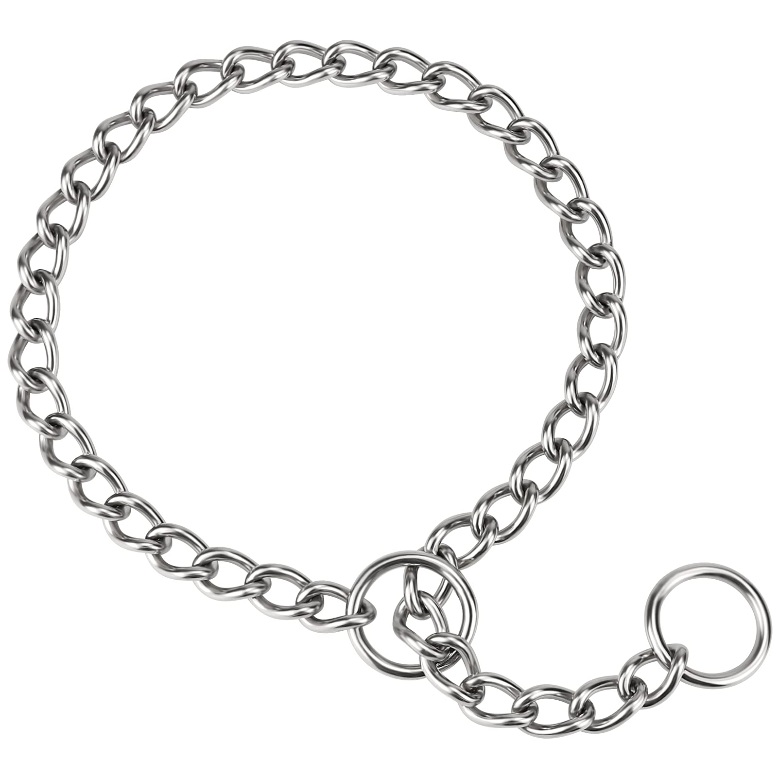 TagME Chain Choke Collar for Dogs, Adjustable Weather Proof Necklace for Medium Large Dogs, Alloy Steel Pet Training Collar