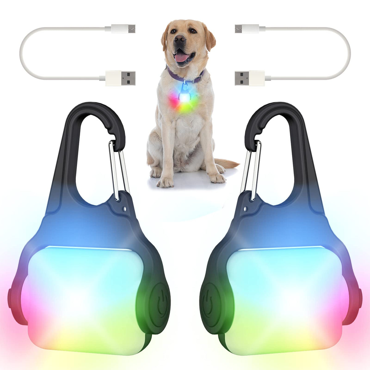 Dog Lights For Night Walking - Color Changing Dog Collar Light, 4 Modes Rechargeable Dog Light, Ip65 Waterproof Dog Walking Ligh