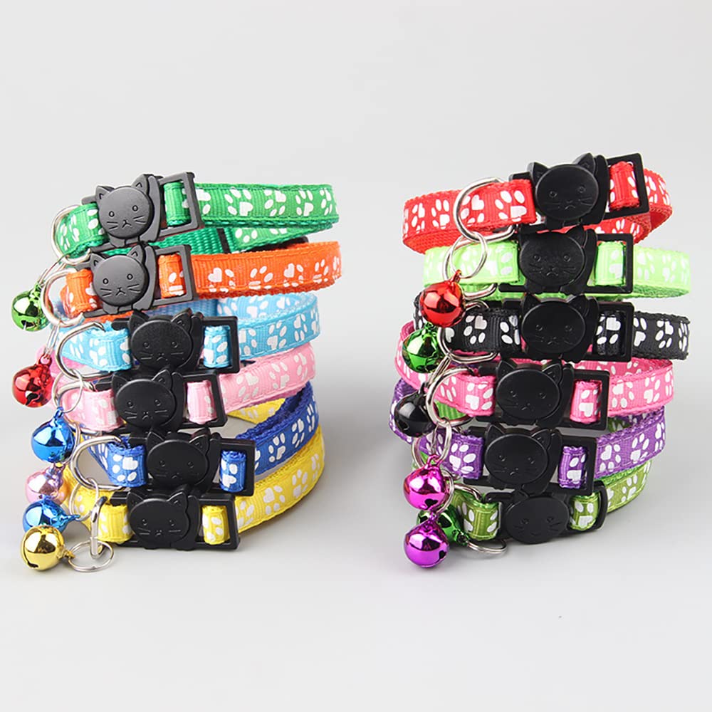 Flymind 19Pcs Puppy Id Collars With Bell Adjustable 19-32Cm, Soft Nylon Adjustable Breakaway Identification Collars For Newborn