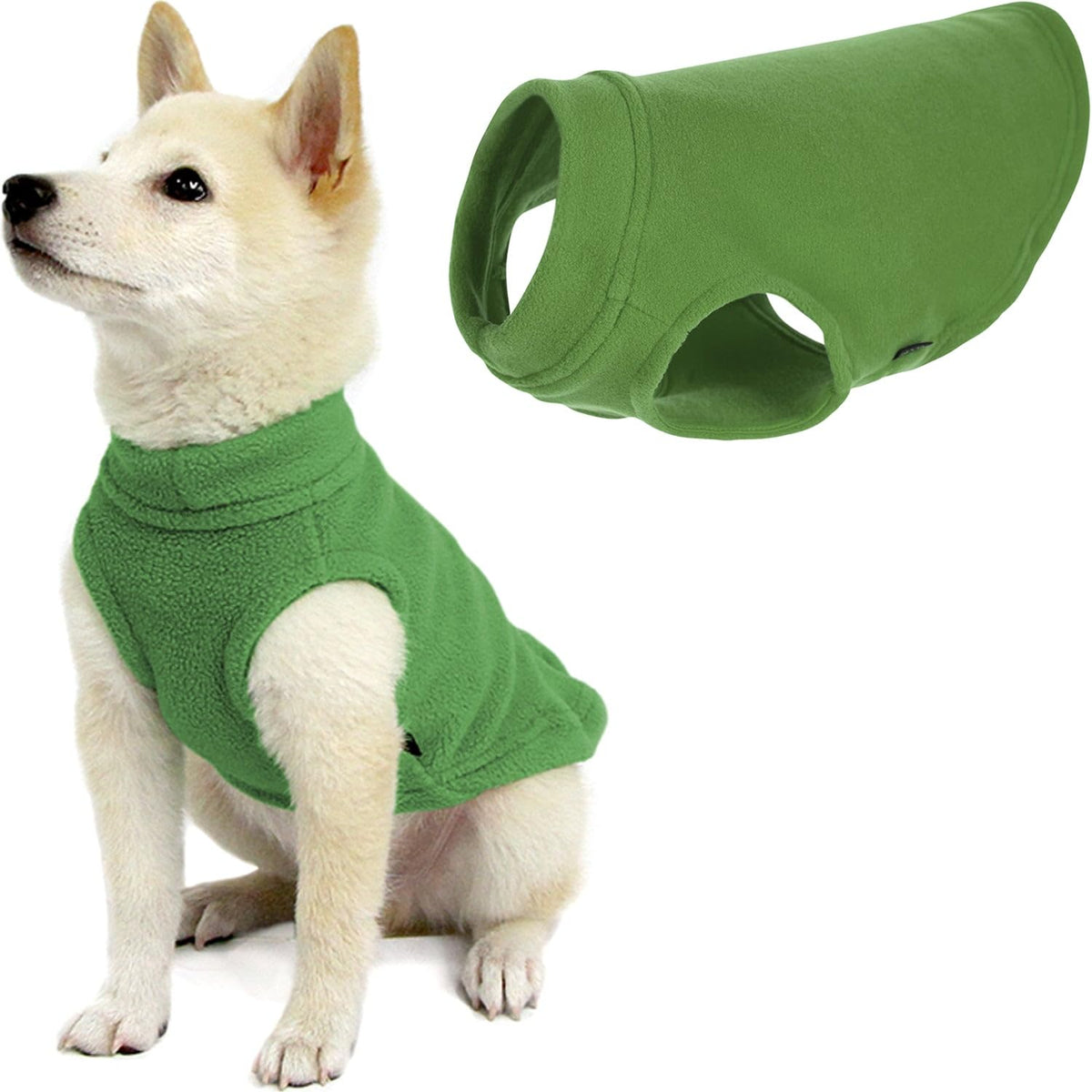 Gooby Stretch Fleece Vest Dog Sweater - Warm Pullover Fleece Dog Jacket - Winter Dog Clothes For Small, Large Dogs, Boy Or Girl - Soft, Super Stretchy Fleece Vest Dog Sweater - Grass Green, Medium