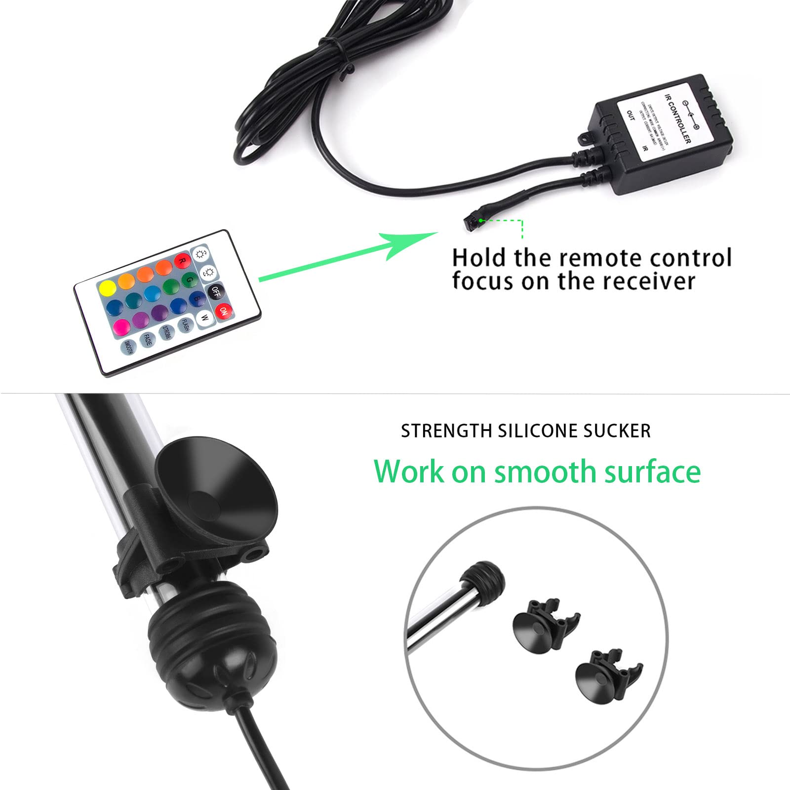 S SMIFUL LED Aquarium Lights, RGB Fish Tank Lights, Underwater IP68 Waterproof Submersible Remote Control Tank Lights Color Chan