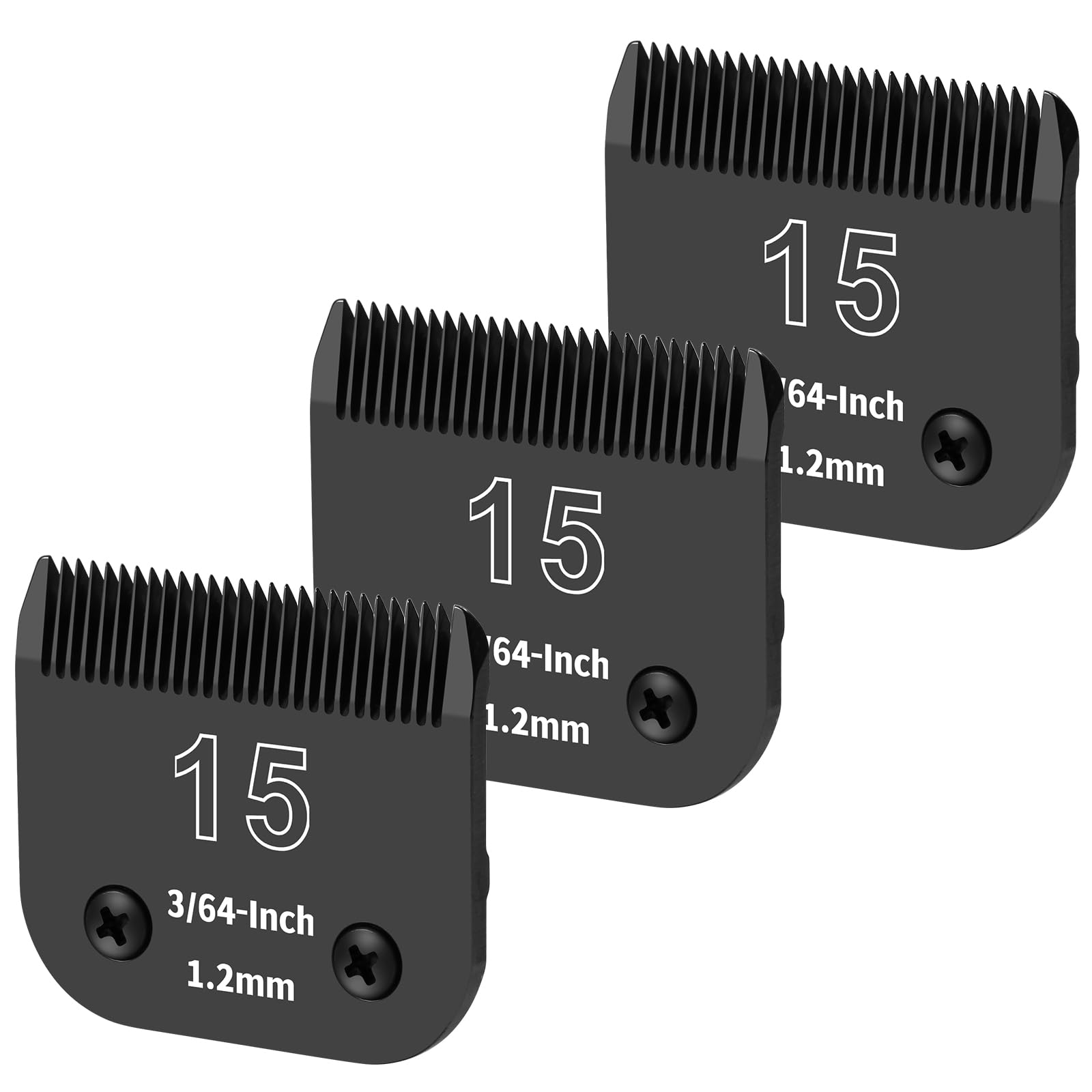 Yaziyir 3 Pack 15# Detachable Dog Grooming Steel Blades,Compatible With Andis,Oster A5,Wahl Km-10 Series,Cut Length 3/64'' 1.2Mm