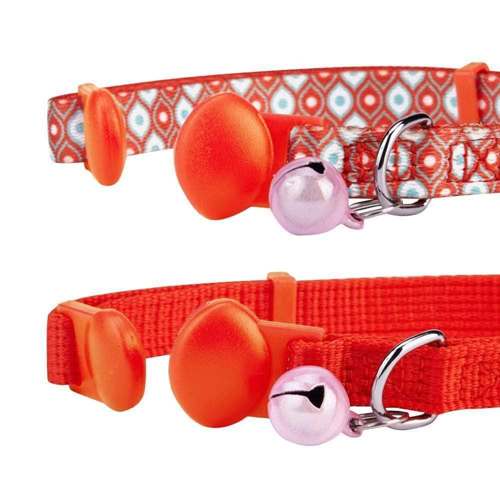 Blueberry Pet Pack Of 2 Cat Collars, The Flower Power Perfect Orange Adjustable Breakaway Cat Collar With Bell & Detachable Flow