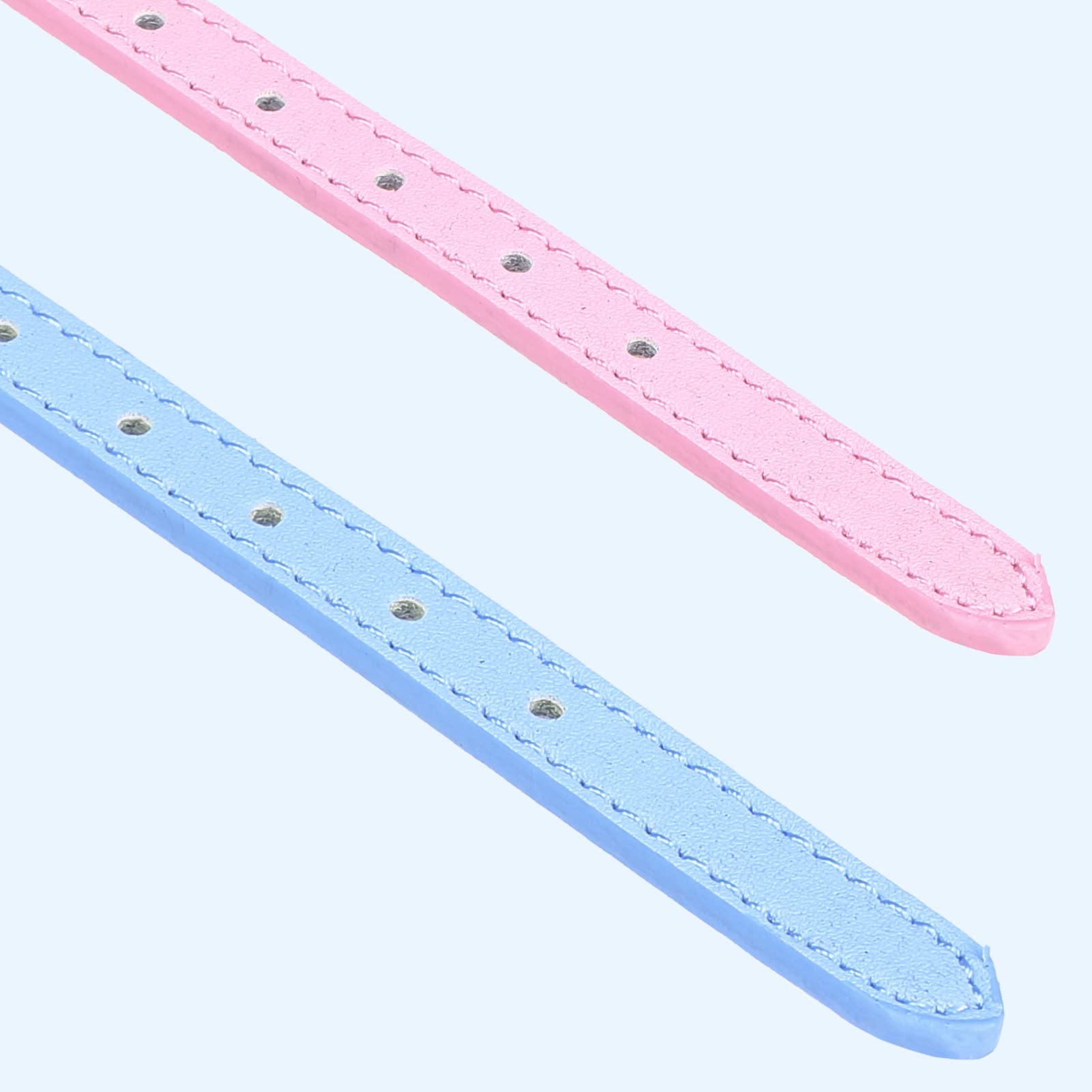 Pupteck 2 Pcs Soft Leather Cat Kitten Collar With Bells Adjustable For Girl Boy Cats Puppy - Pink, Blue