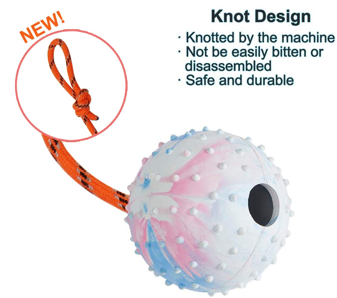 Nevperish 2 Pack Dog Ball, K9 Ball On Rope For Reward, Fetch, Play (6Cm)