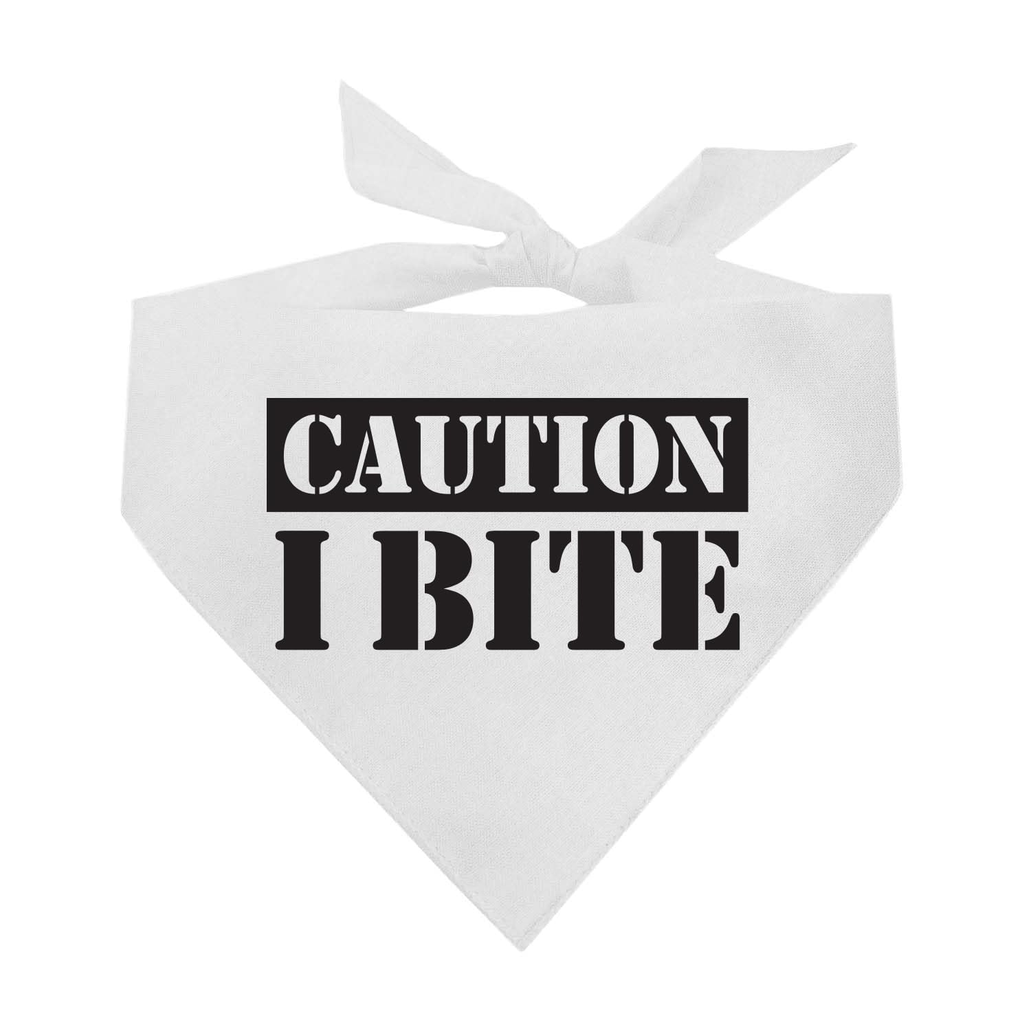 Caution I Bite Dog Bandana (White, Xs 836)