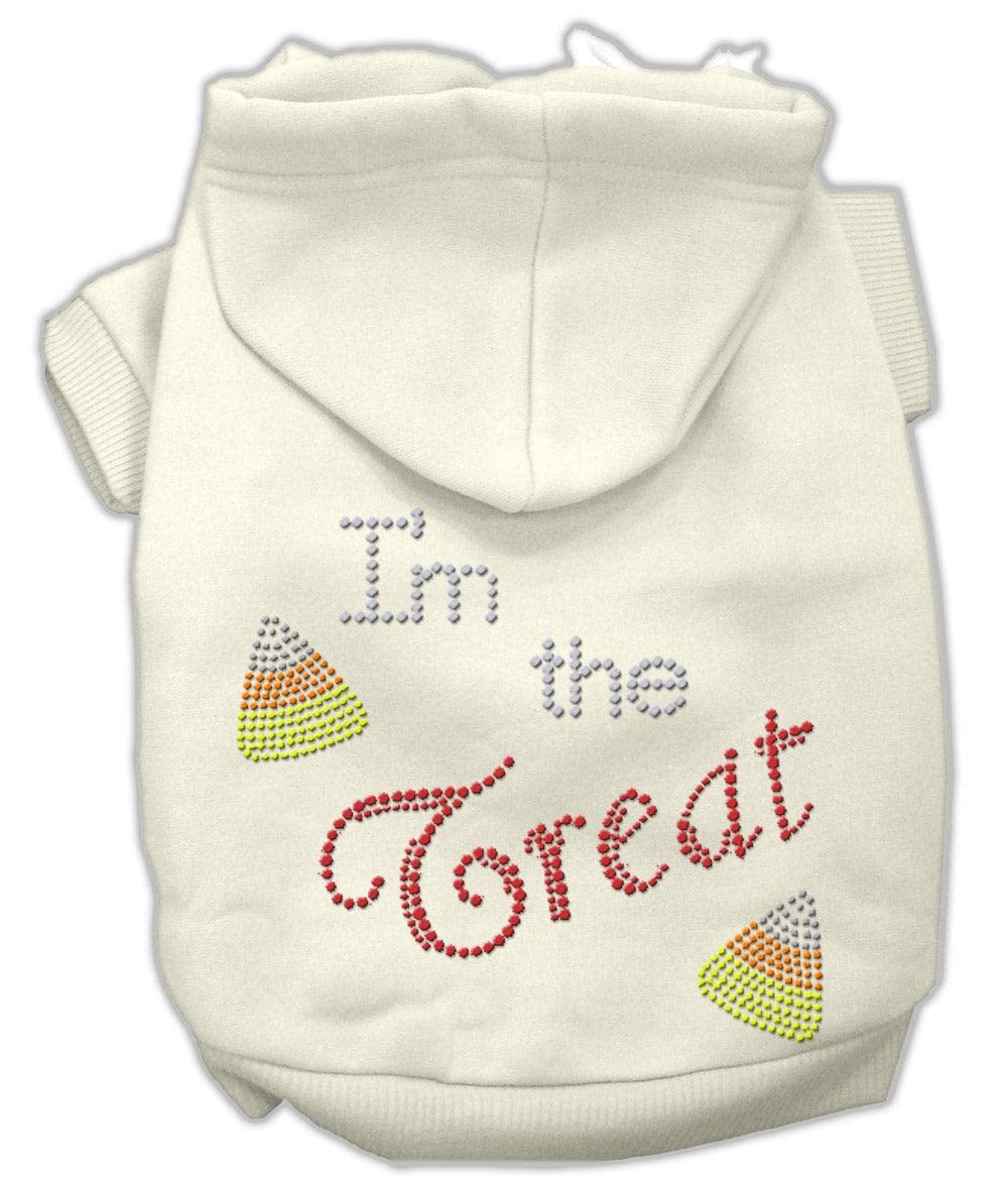 Mirage Pet Products 8' I'M The Treat Rhinestone Hoodies, X-Small, Cream