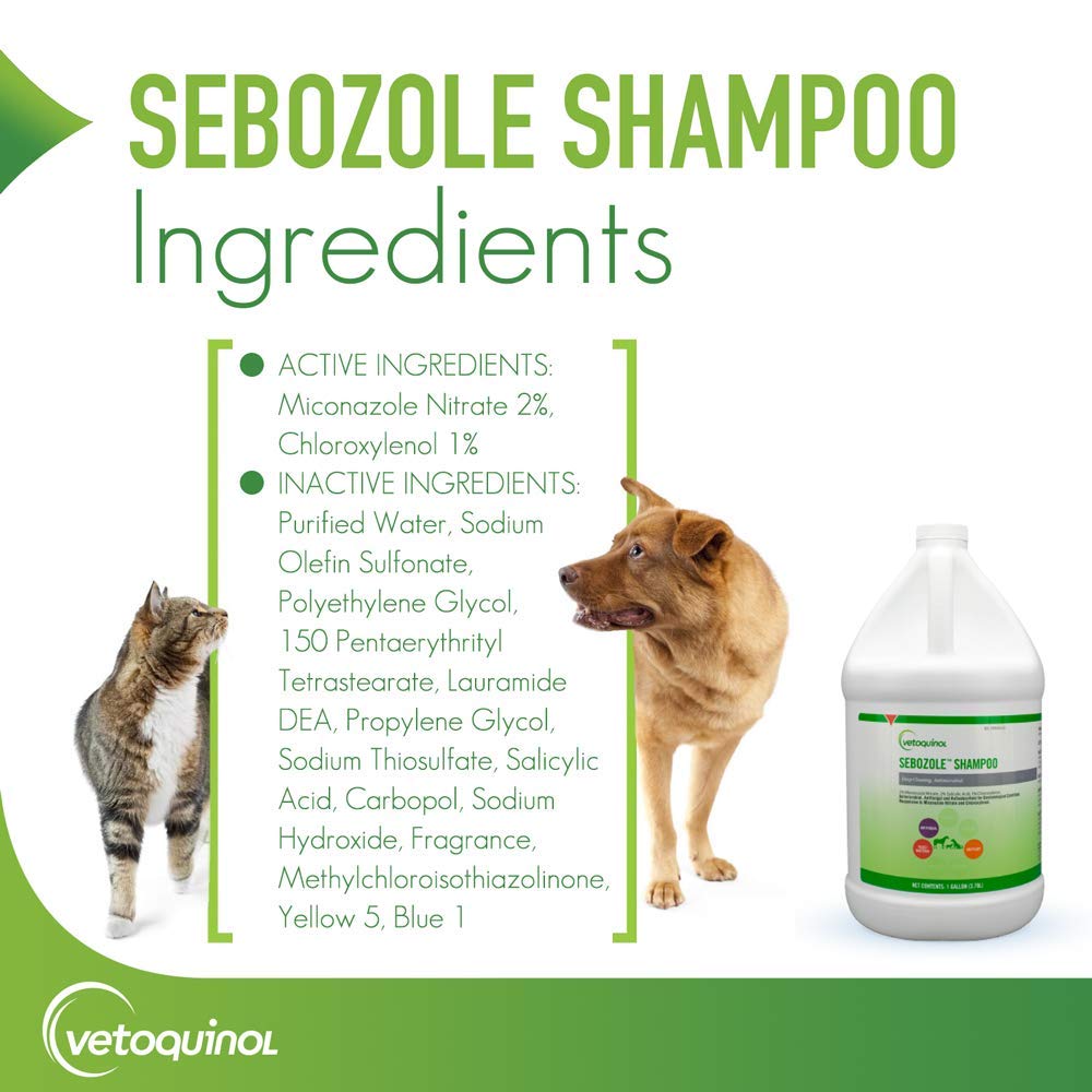 Vetoquinol Sebozole Shampoo With Miconazole Nitrate 2% And Chloroxylenol 1%, 128Oz