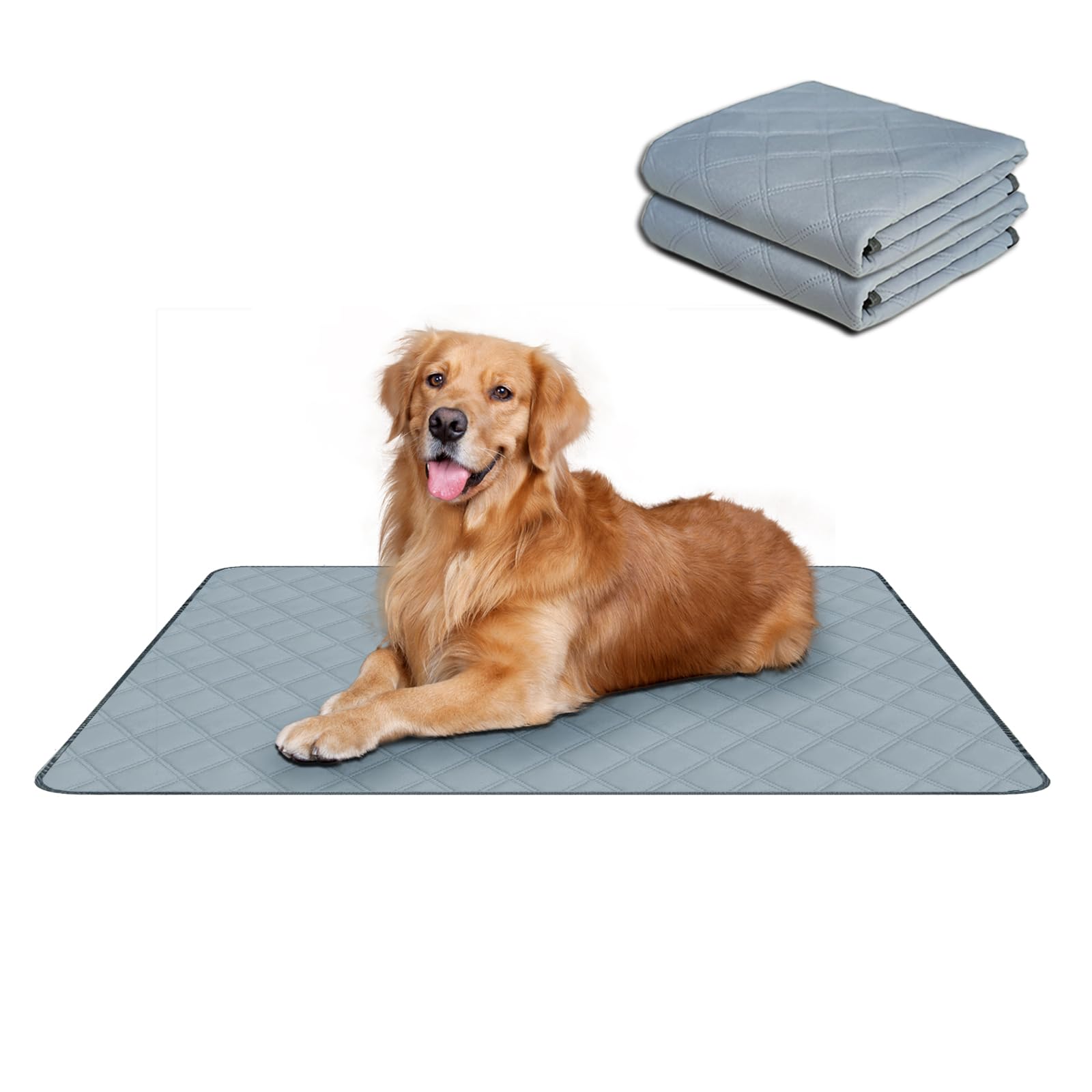 Rioussi Washable Pee Pads For Dogs, Reusable, Absorbent, Leakproof, Non Slip Pet Puppy Pads For Potty Training. Light Gray, 24X3