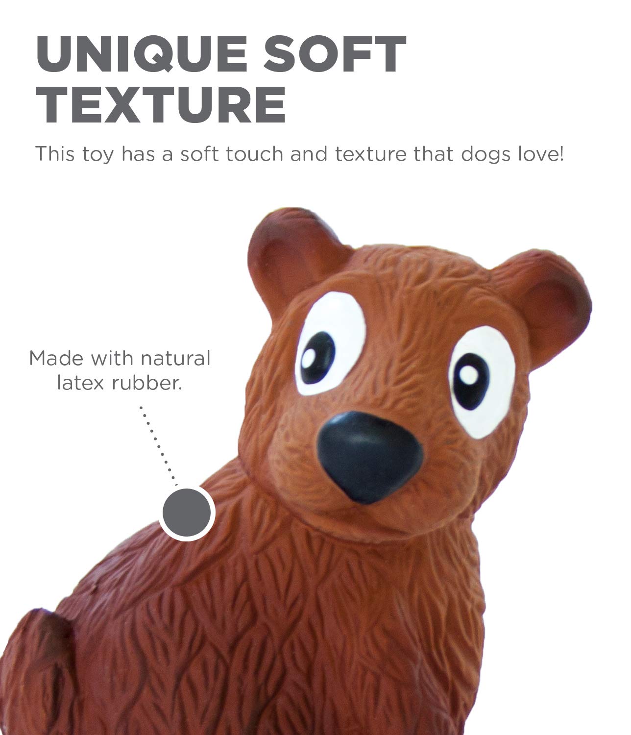 Outward Hound Tootiez Bear Grunting Latex Dog Toy, Small, Brown, Model 67813