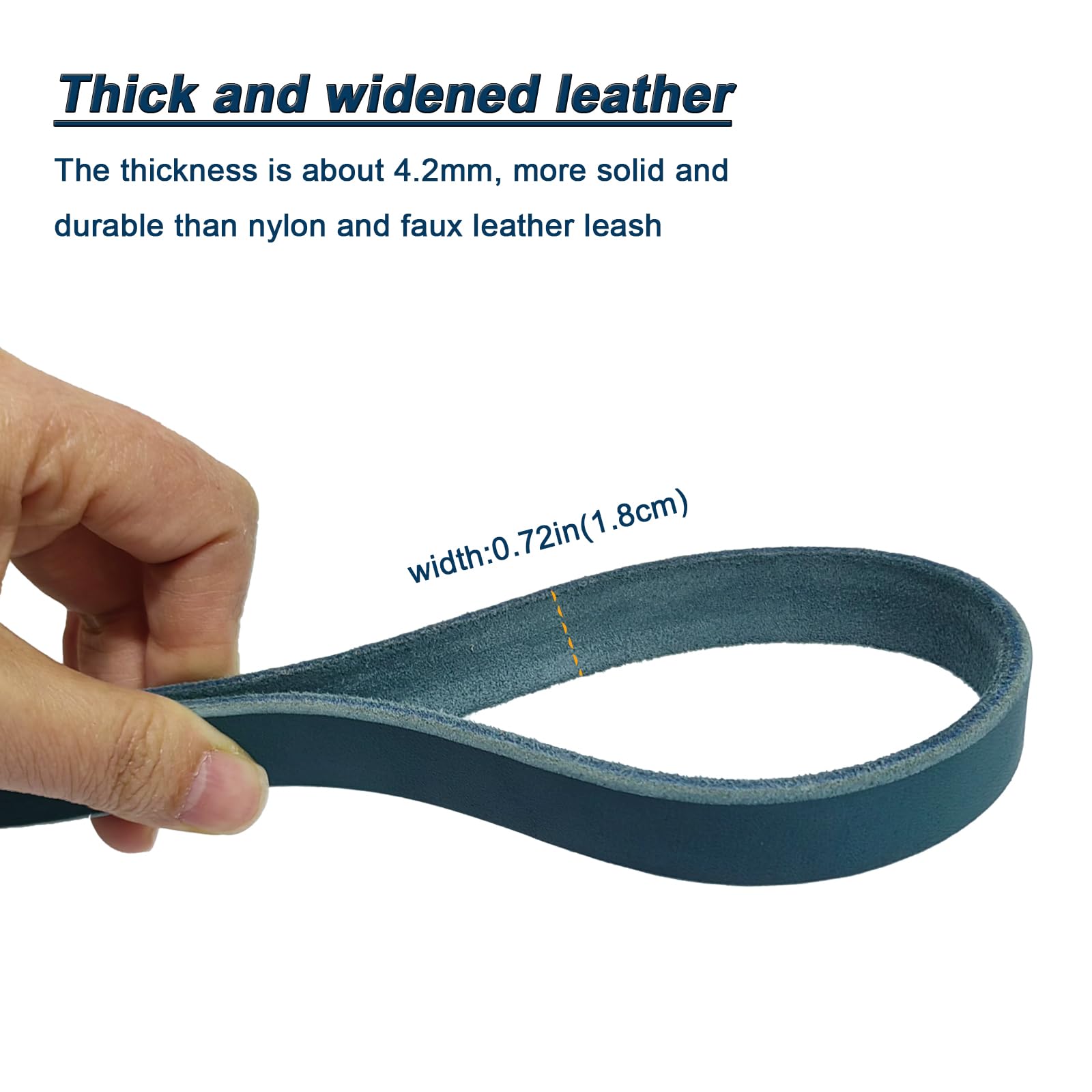 Lwbmg Leather Dog Leash - 6Ft X 3/4 Inch Heavy Duty, Braided, Comfortable For Large, Medium & Small Dogs - Blue