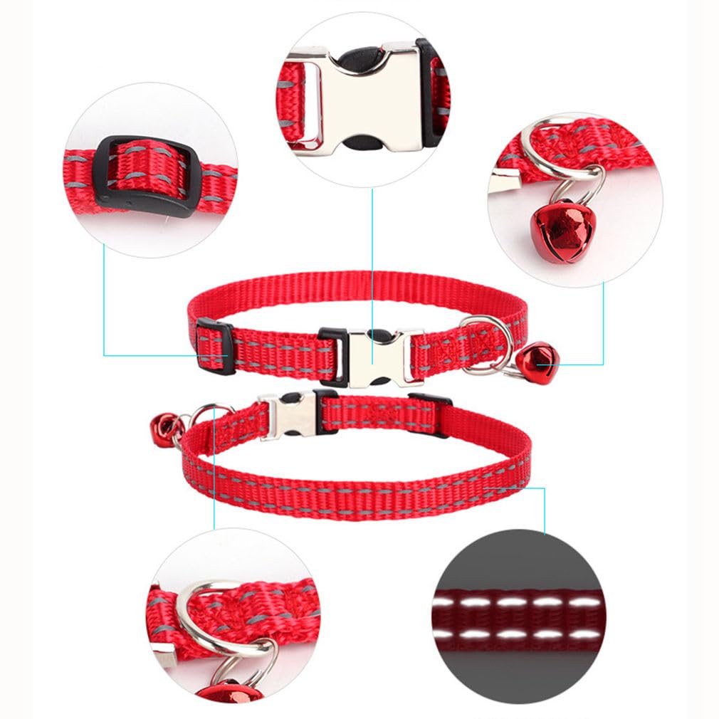 Purple Dog Collar With Bells For Small Dogs, Reflective Nylon Metal Buckle Xs Cat Collars With Bell For Tiny Pet Female Cats Gir