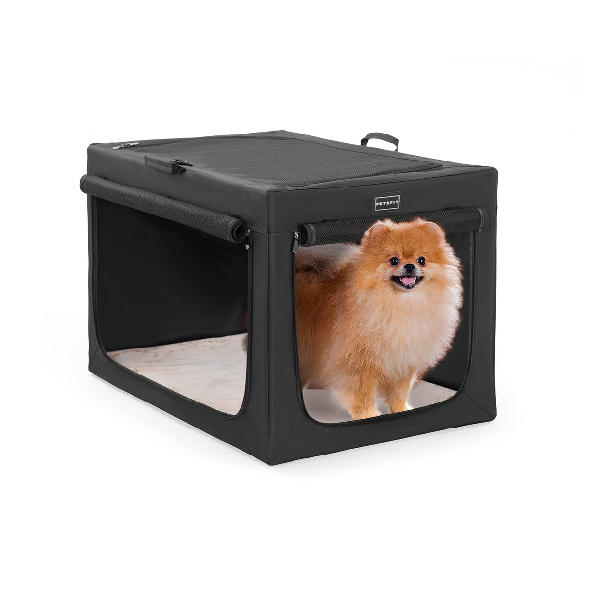Dog Crates For Small Dogs With Thicken Plush Mat-Foldable Design + Adjustable The Tightness Of The Cloth, Dog Crates 24Inch