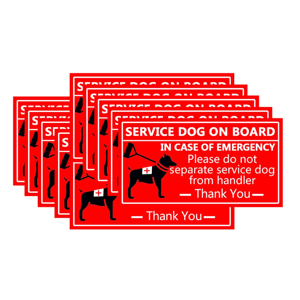 Service Dogs On Board Please Do Not Separate From Handler Sign,3X5 Inch Service Dogs Must Be On Leash Stickers,10 Pcs Per Pack