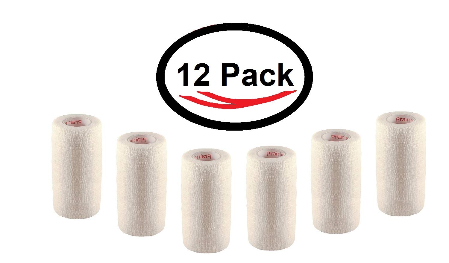 3 Inch Vet Wrap Tape Bulk (White) (Pack of 12) Self Adhesive Adherent Adhering Flex Bandage Grip Roll for Dog Cat Pet Horse