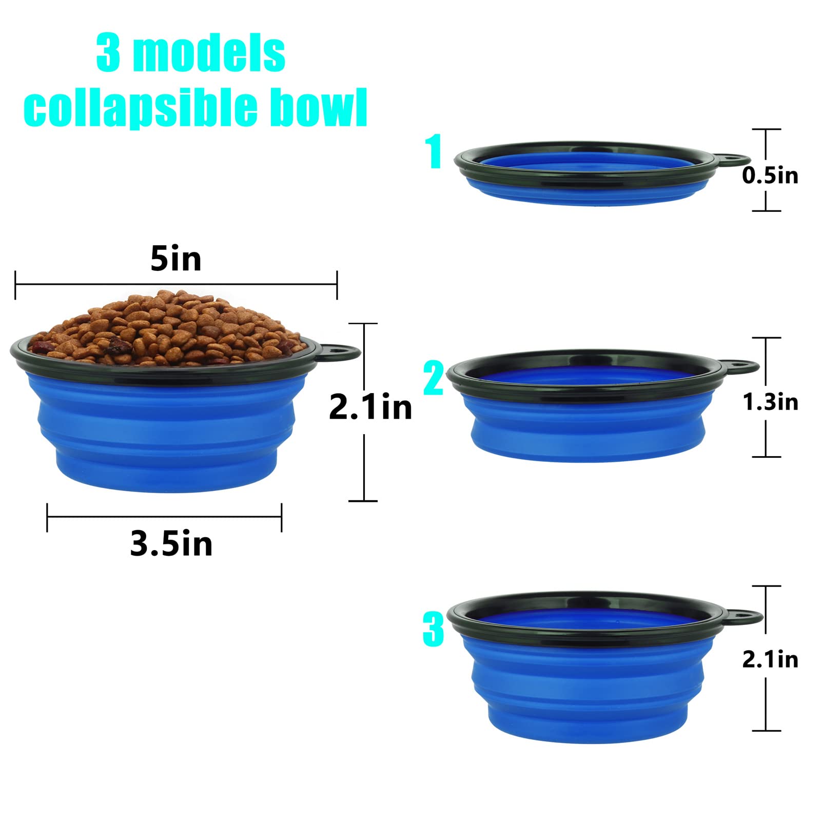 Collapsible Dog Bowl,2 Pack Portable And Foldable Pet Travel Bowls Collapsable Dog Water Feeding Bowls Dish For Dogs Cats And Small Animals,With Lids (Small, Blue+Red)