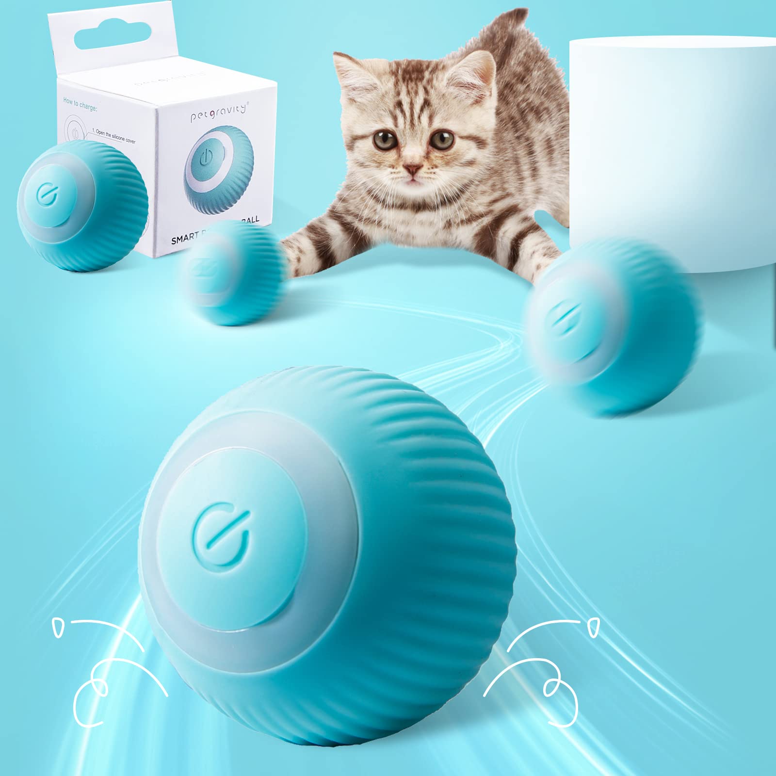 Eynshoo Electric Interactive Cat Toy Ball, Usb Rechargeable, 360 Rotating, Exercise & Mental Health Toy For Cats (1, Electric)