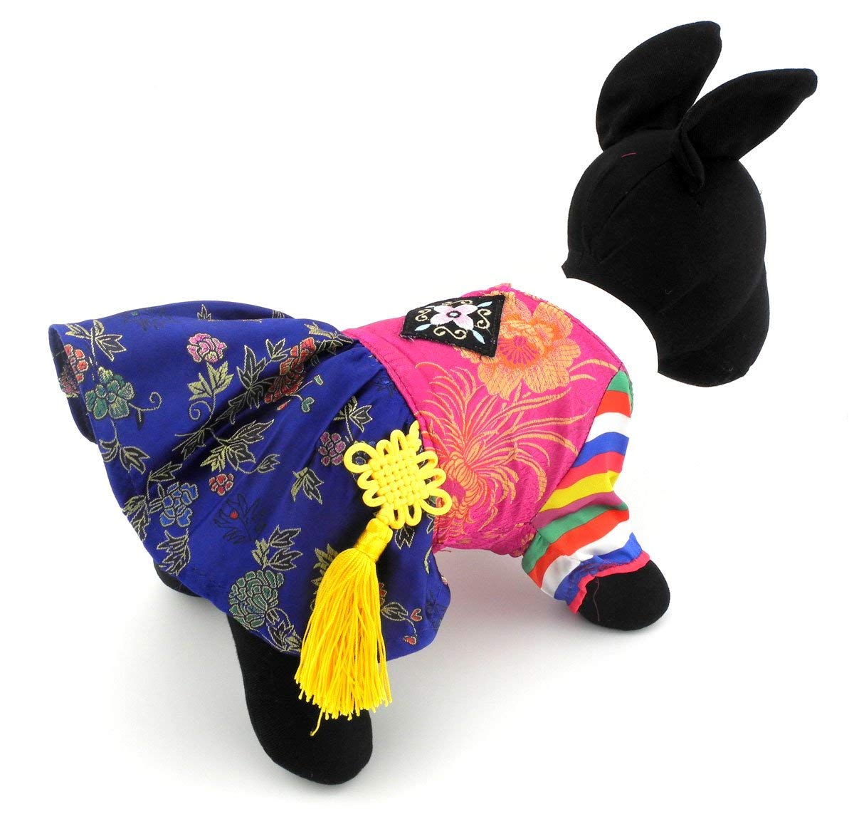 Selmai Ethnic Dog Costume Korean Traditional Knot Pendant Norigae Hanbok Embroidery Silk Pet Clothes Outfit Color Dress For Smal