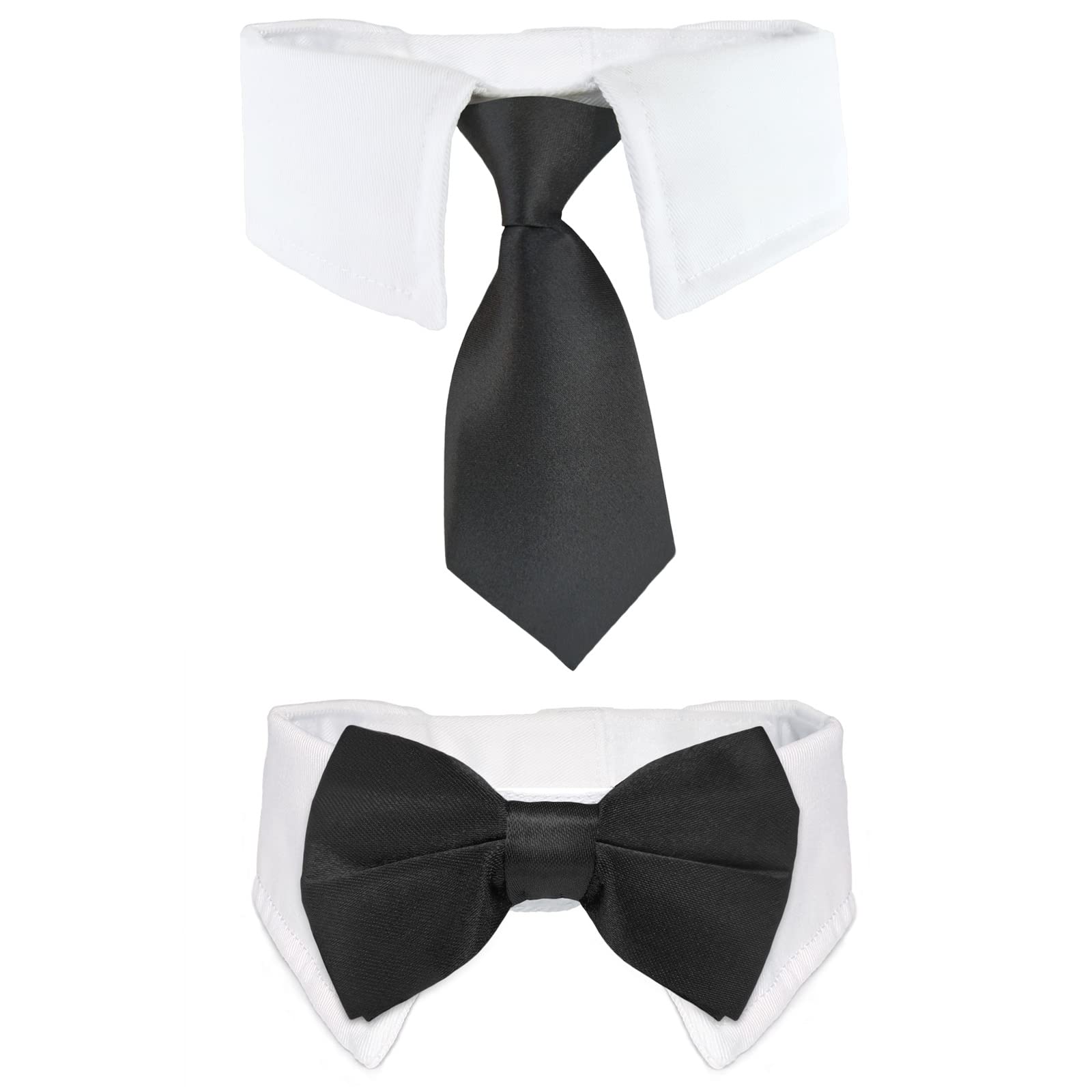 Cat Tuxedo, Koolmox Adjustable Suit White Collar With Formal Bows And Ties For Pet, Black Tiefor Small Medium Boy Cats Dogs Tuxedo Tux Outfits, Wedding Birthday Valentines Day Costumes, 2 Pack Black