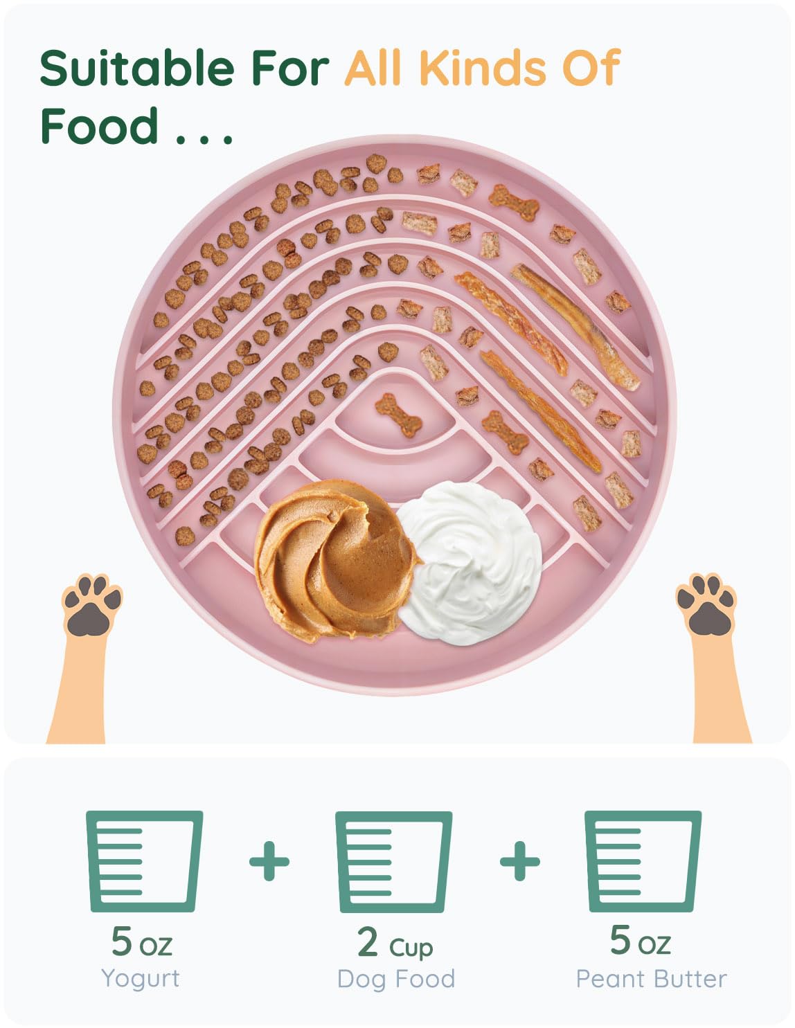 Evenco Slow Feeder Dog Bowls, Slowdown Bowl - Silicone Dog Feeding Bowls With Suction Cups For Puppies, Modern Lick Mat Design,