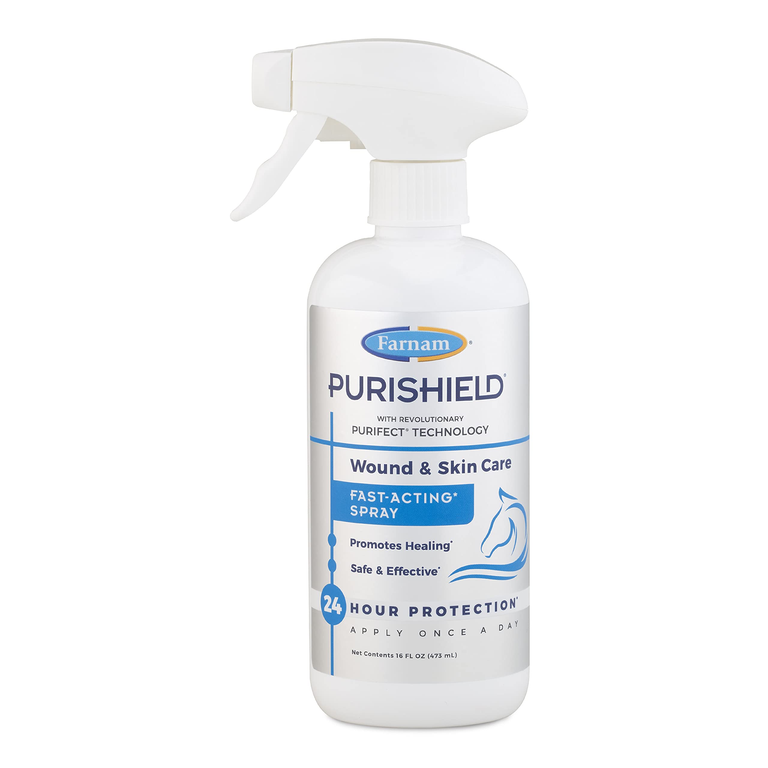 Farnam Purishield Wound & Skin Fast Acting Spray, All-purpose cleaner with 24 hour protection promotes healing and skin repair f