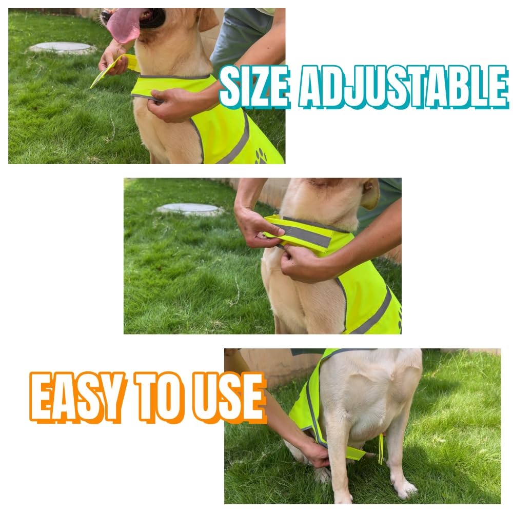 IDOU Yellow Reflective Dog Safety Vest - High Visibility, Large, Oxford Polyester for Walking, Jogging & Training