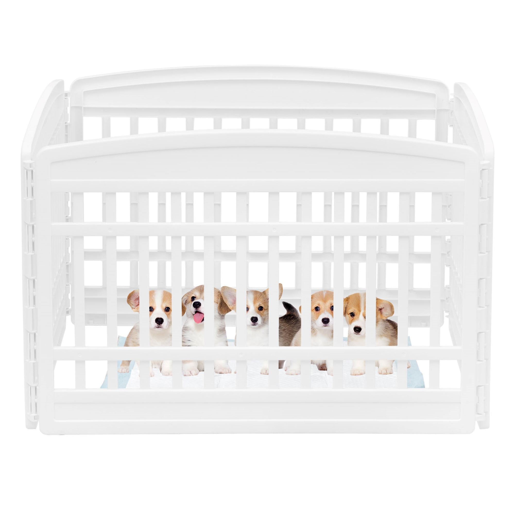Iris Usa 24' 4-Panel Puppy Playpen, 35 X 35 X 24, Puppy Fence, Dog Playpen, Dog Play Pen Indoors, Pet Fence, Small Pets, White