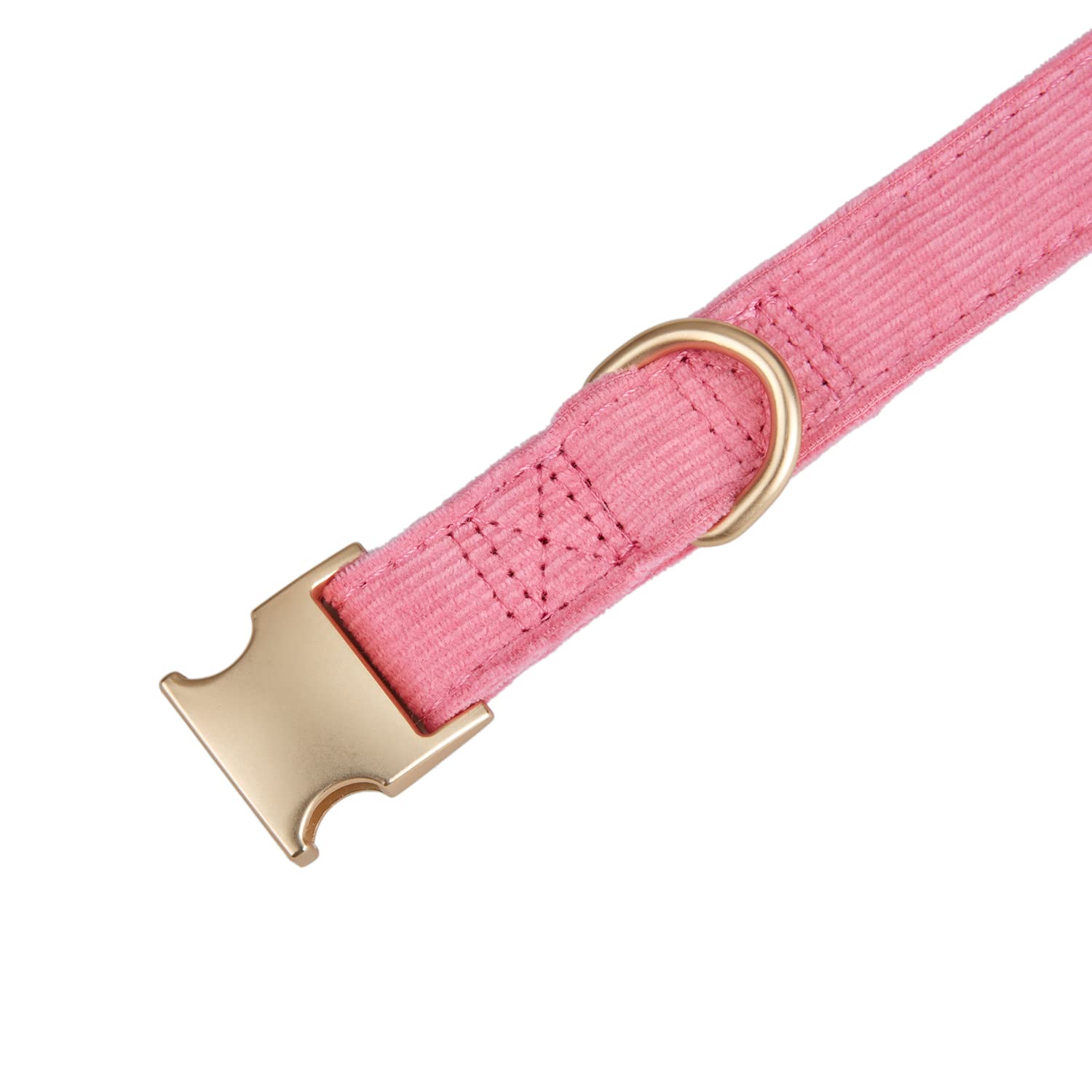 Petiry Soft Corduroy Fibric Dog Collar with High Grade Metal Buckle, for Small Dogs.(Pink,Small:10-15'')