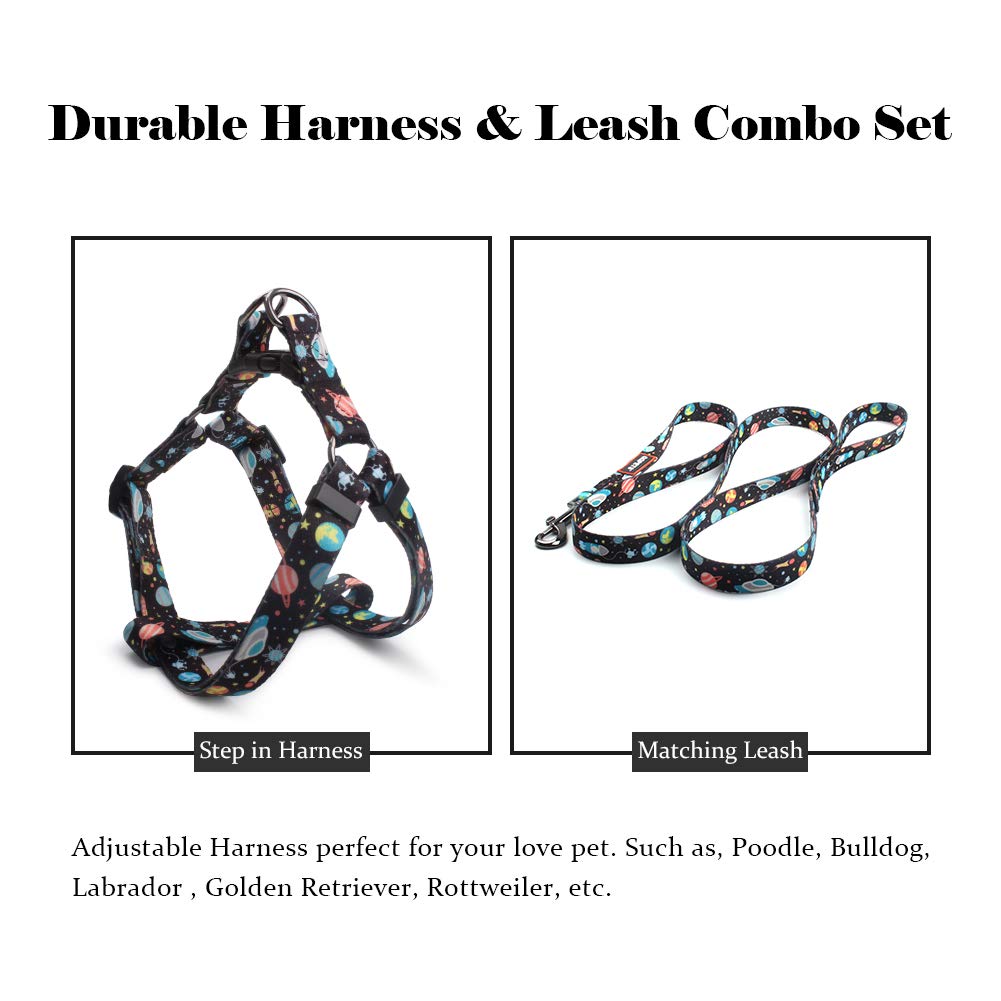 Qqpets Dog Harness Leash Set Adjustable Heavy Duty No Pull Halter Harnesses For Small Medium Large Breed Dogs Back Clip Anti-Twist Perfect For Walking (Xs(12'-18' Chest Girth), Space)